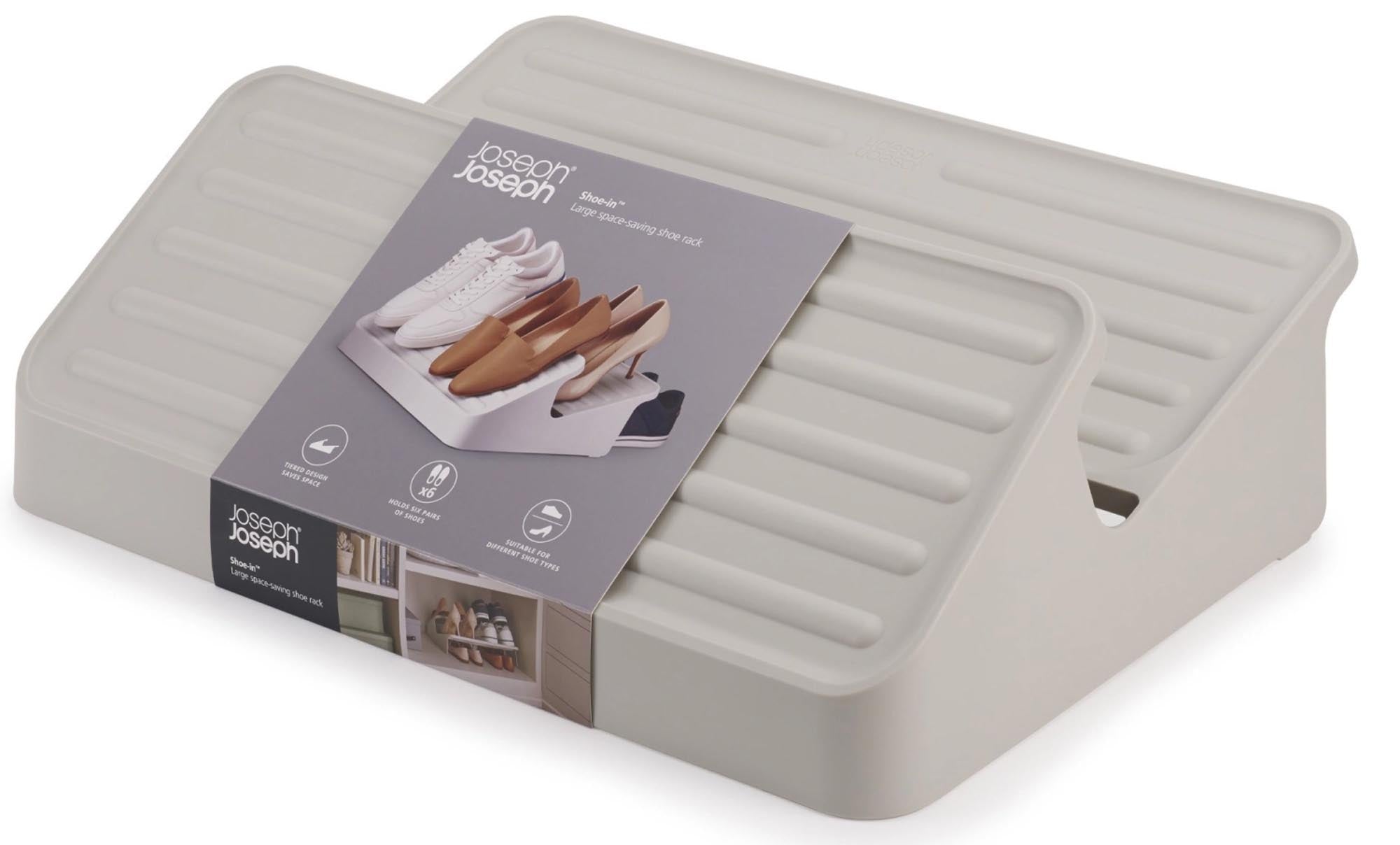 Stilvolles, langlebiges Schuhregal für 12 Paar, aus robustem Polypropylen, in eleganter ecru-Farbe. Perfekt für jeden Schuhliebhaber.