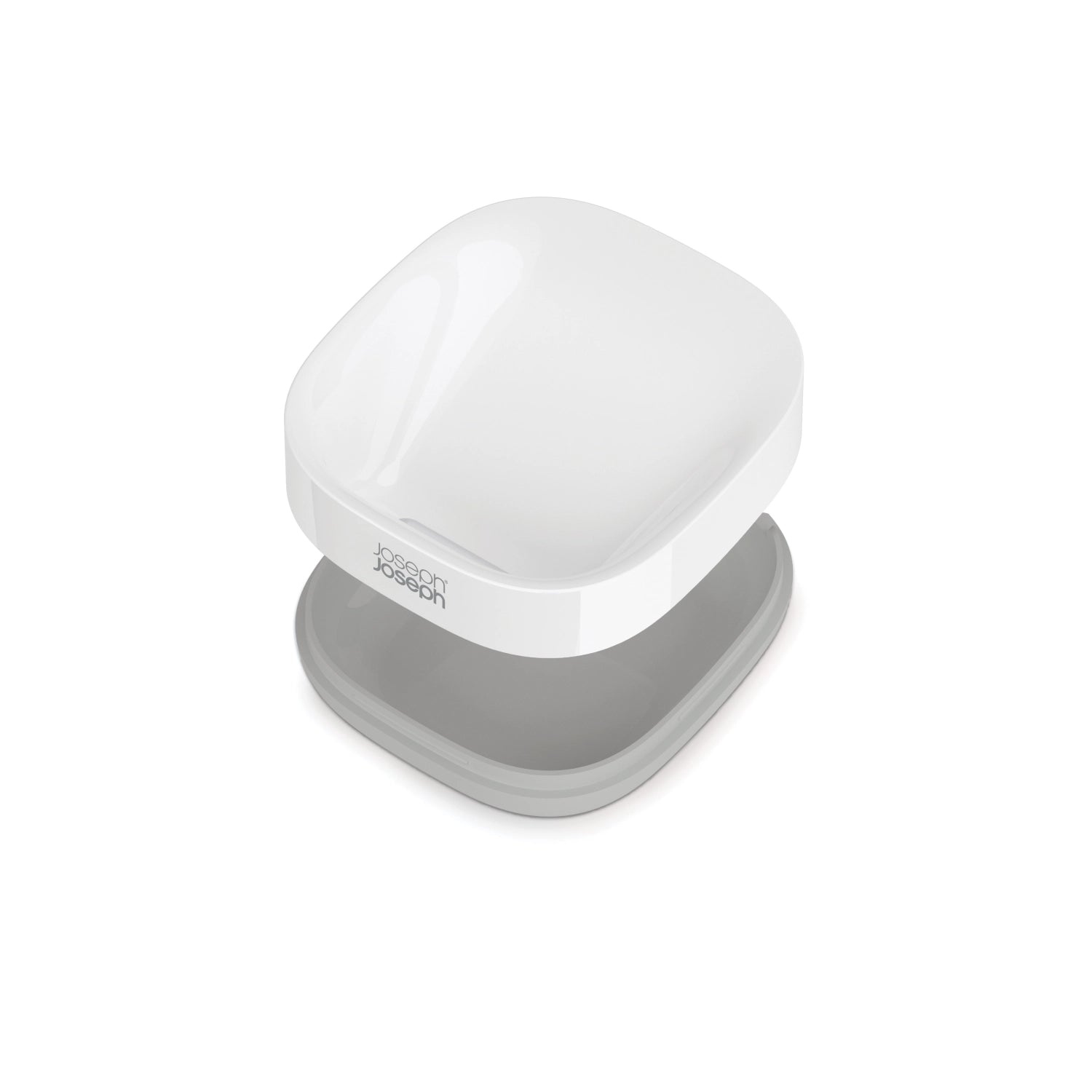Slim Compact soap container white gray, 7.4x7.9x3.6 cm