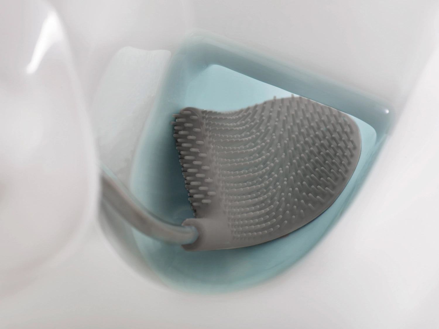 Spazzola per toilette in acciaio flessibile bianco grigio, 8.9x12.5x42.8 cm