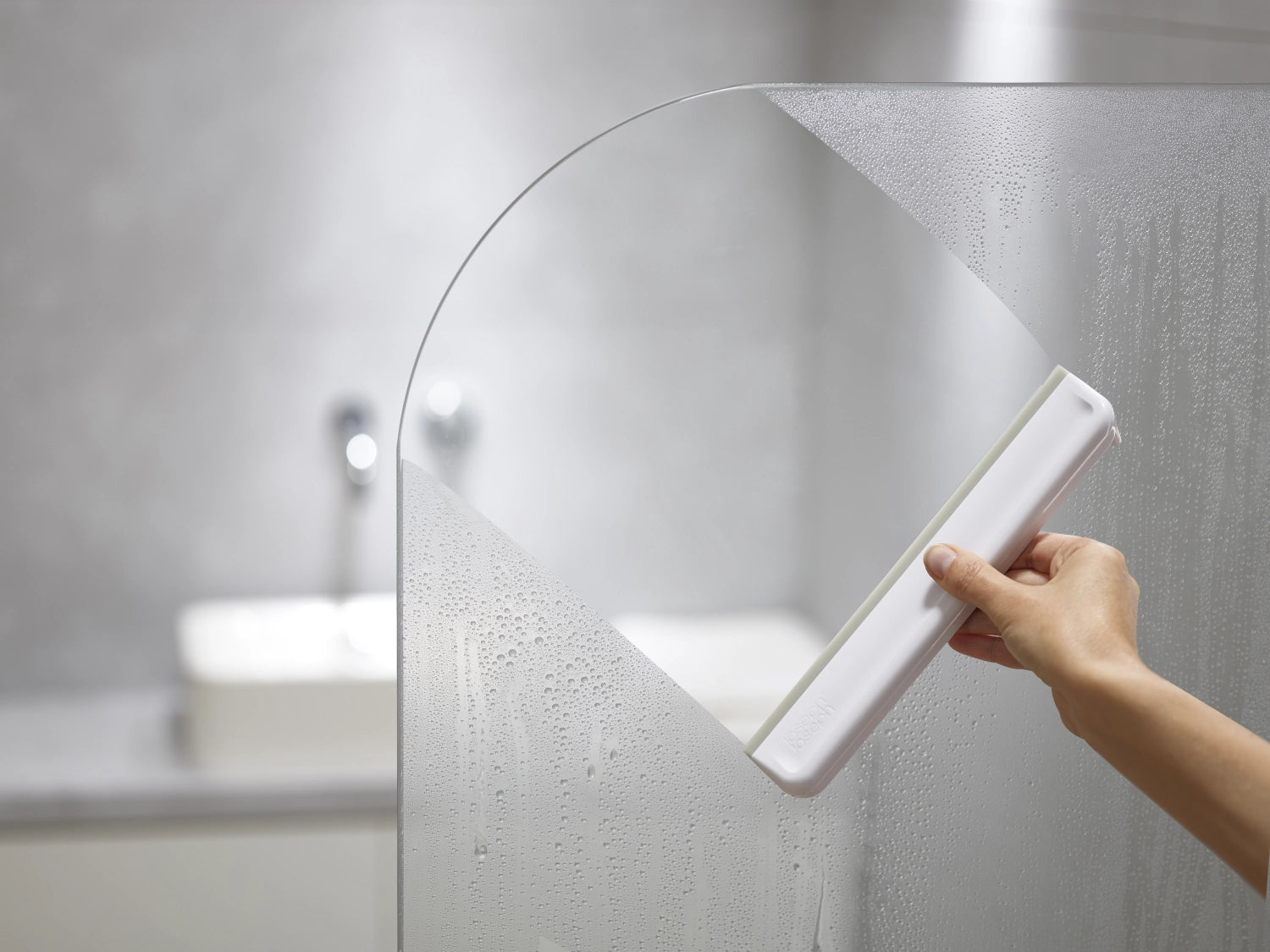 EasyStore Compact shower wiper with hanging bracket