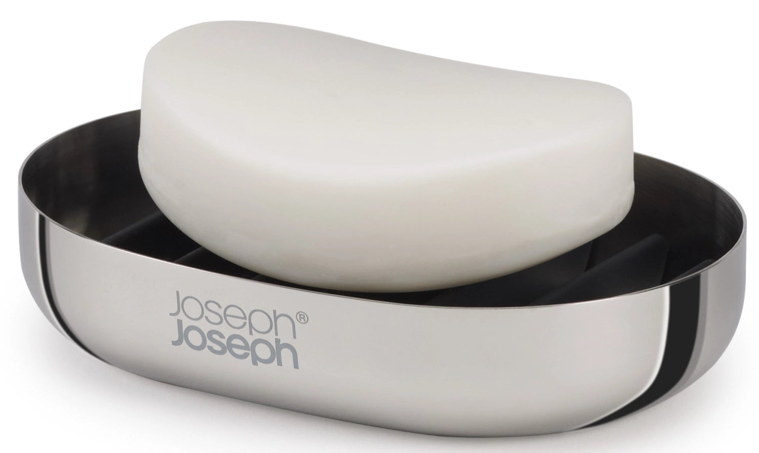 Erleben Sie die stilvolle EasyStore Luxe Seifenschale aus Edelstahl von Joseph Joseph. Praktisches Design mit Abtropfgitter für mehr Hygiene und Langlebigkeit.