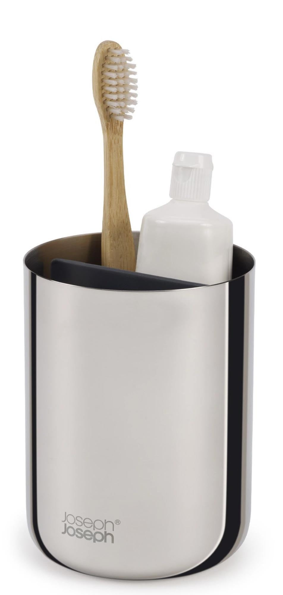 Stilvoller Zahnbürstenhalter aus Edelstahl von Joseph Joseph.