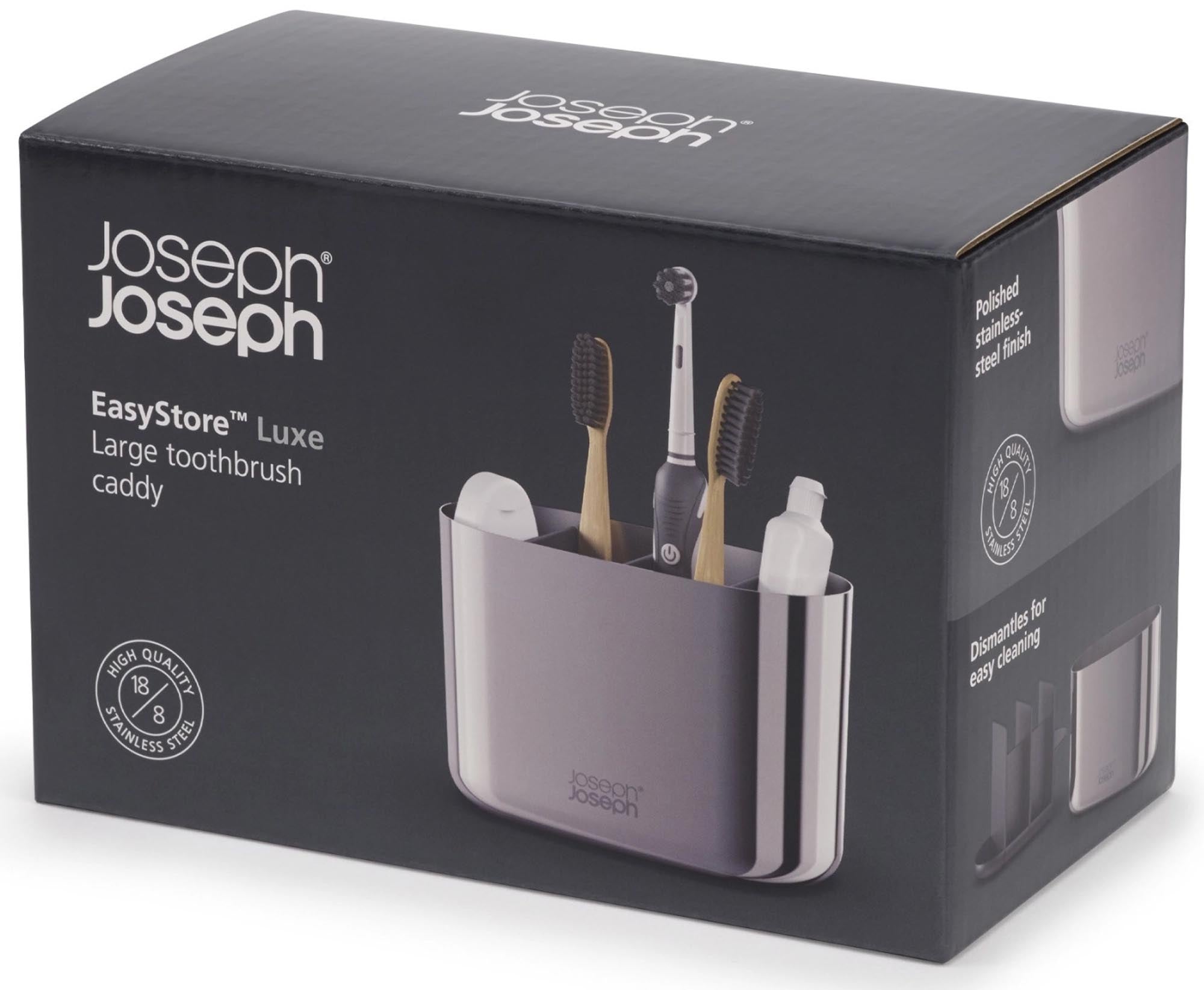 Eleganter Zahnbürstenhalter aus rostfreiem Edelstahl, ideal für hygienische Aufbewahrung und stilvolle Badezimmergestaltung.