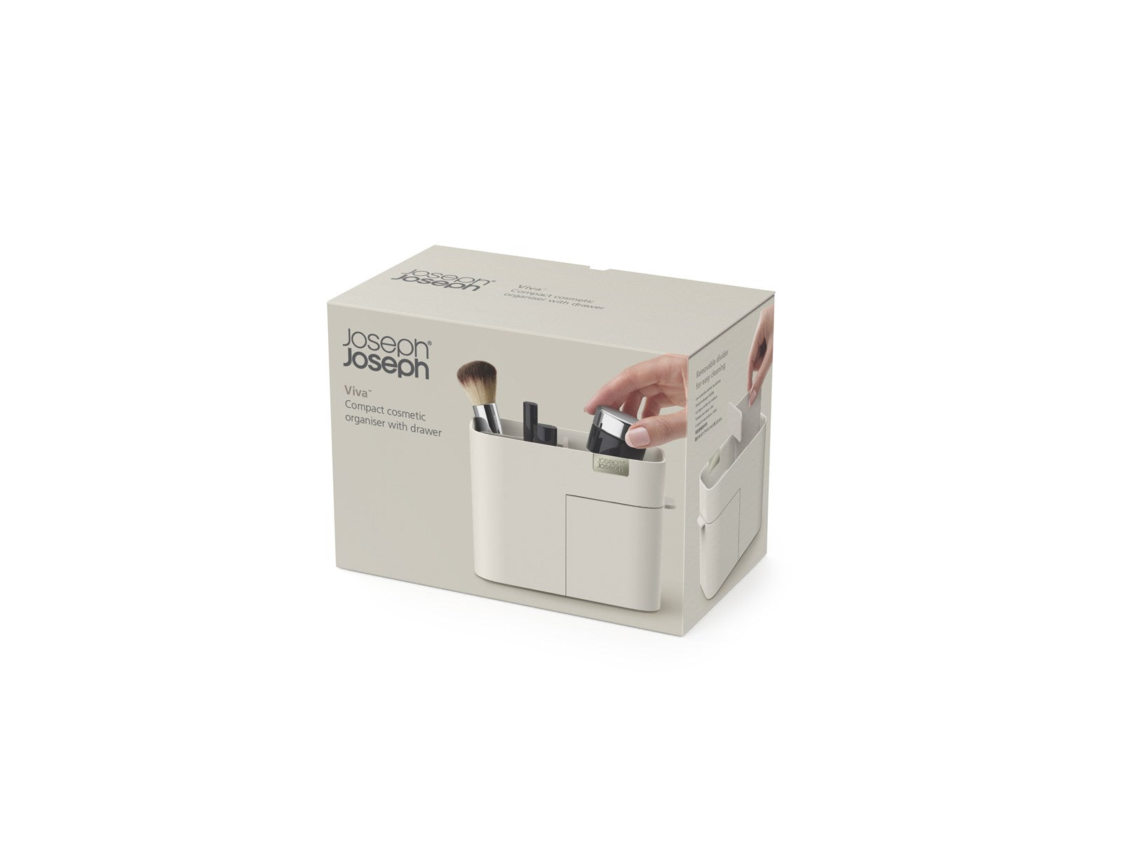 Viva Kompakter Kosmetik-Organizer mit Schublade, 17x9.7x12cm in Beige präsentiert im Onlineshop von KAQTU Design AG. Badzubehör ist von Joseph Joseph