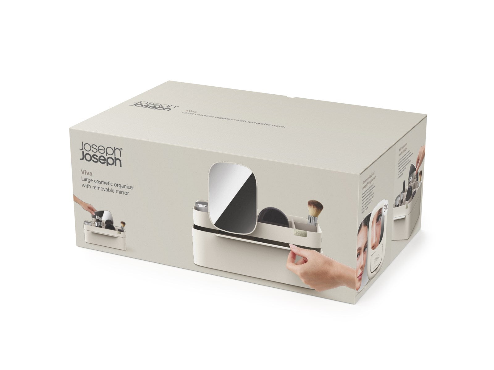 Entdecken Sie den Viva kosmetischen Organizer von Joseph Joseph – ideal für die stilvolle Aufbewahrung Ihrer Kosmetik und mit praktischem abnehmbaren Spiegel.