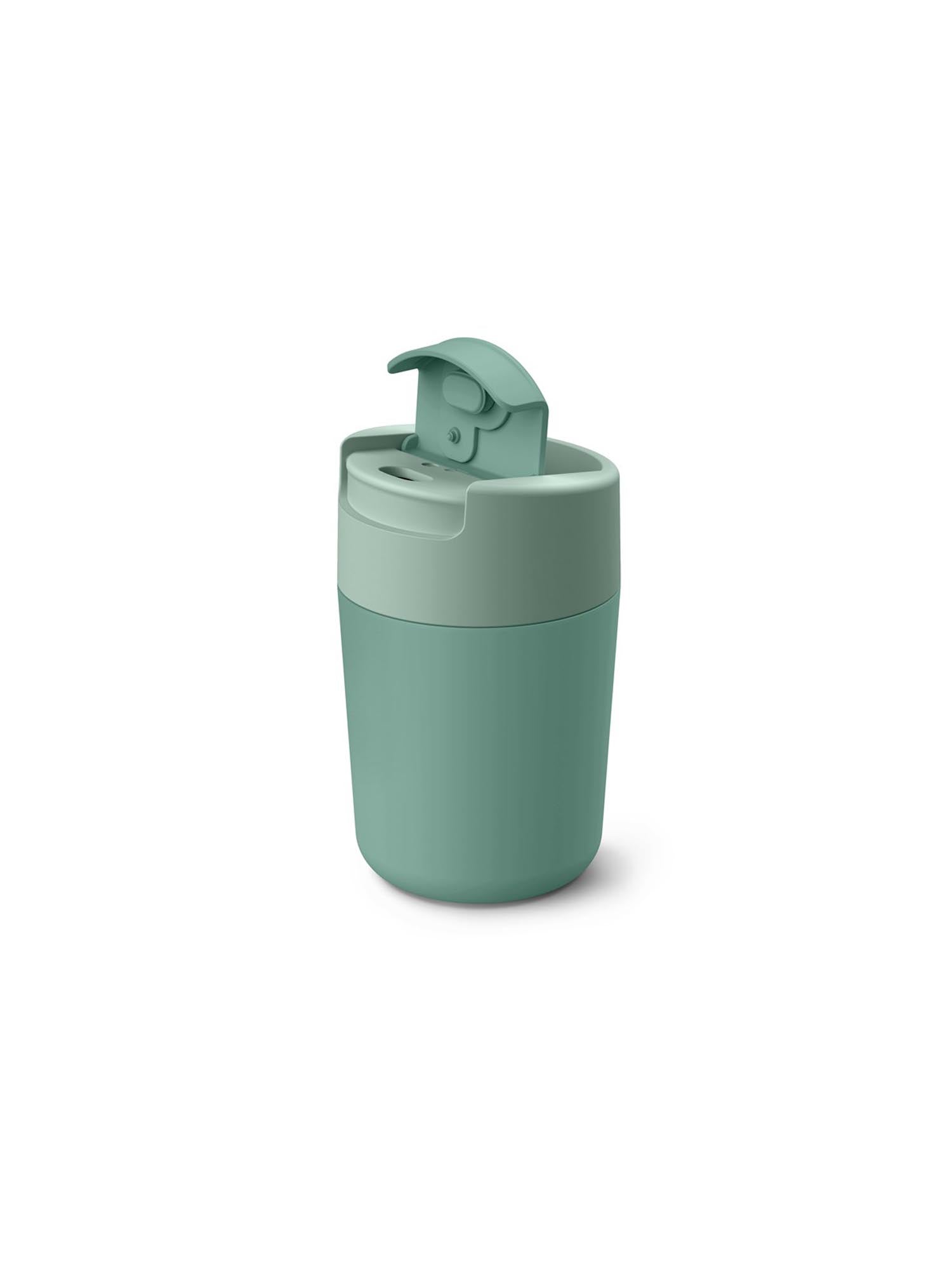 Eleganter 340ml Sipp Travel Mug in frischem Grün von Joseph Joseph – ideal für unterwegs und perfekt für heiße Getränke.