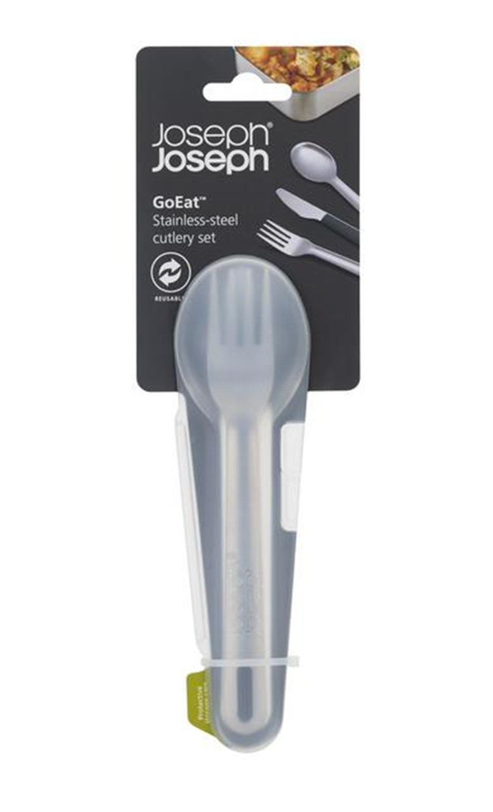 Kompaktes GoEat Besteckset aus Edelstahl von Joseph Joseph: robust, langlebig, ideal für unterwegs, umweltfreundlich, 18 cm.