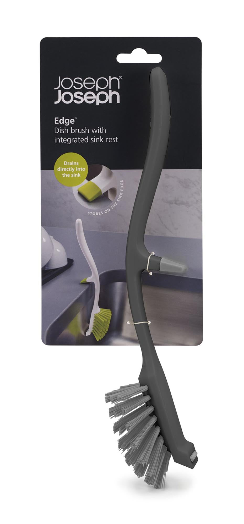 Die Edge Dish Reinigungsbürste in Grau von Joseph Joseph vereinfacht das Abwaschen mit ihrem ergonomischen Design und langlebigen Materialien.