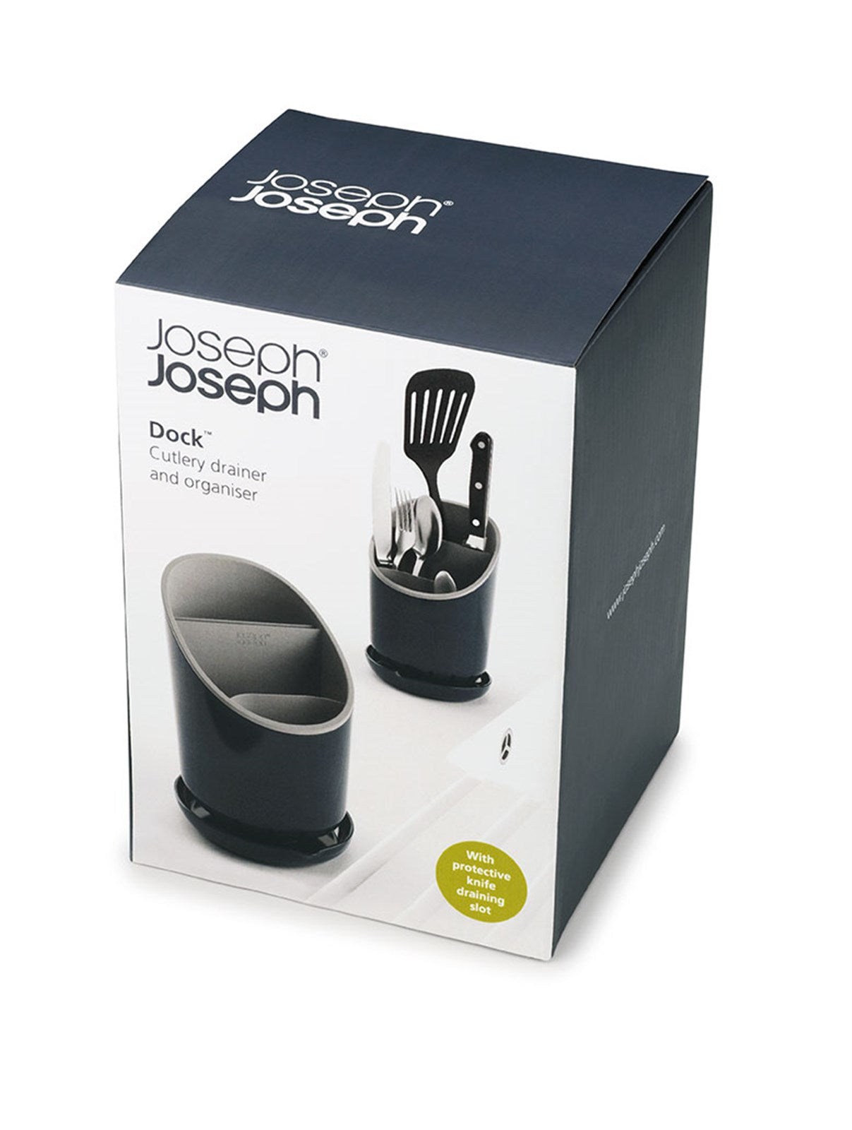 Stylischer Dock Abtropfbehälter von Joseph Joseph in modernem Grau, 12x19 cm – perfekt für die ordentliche und hygienische Lagerung Ihrer Küchenutensilien.