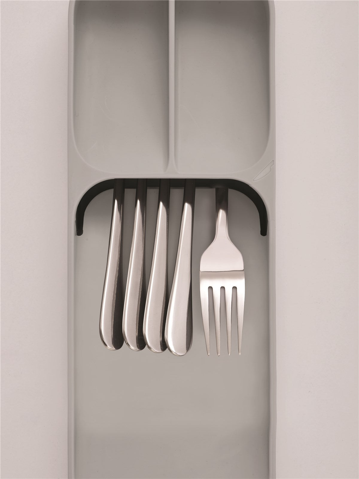 Die Joseph Joseph DrawerStore Besteckeinlage in modernem Grau bringt Ordnung in Ihre Küchenschublade. Langlebig, kompakt und einfach zu reinigen.