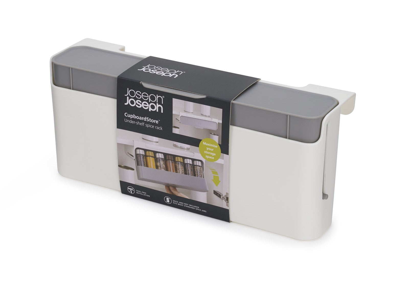 Der CupboardStore von Joseph Joseph: Platzsparender Gewürzorganizer mit praktischem Drehrad für müheloses Dosieren und stilvollem Design.