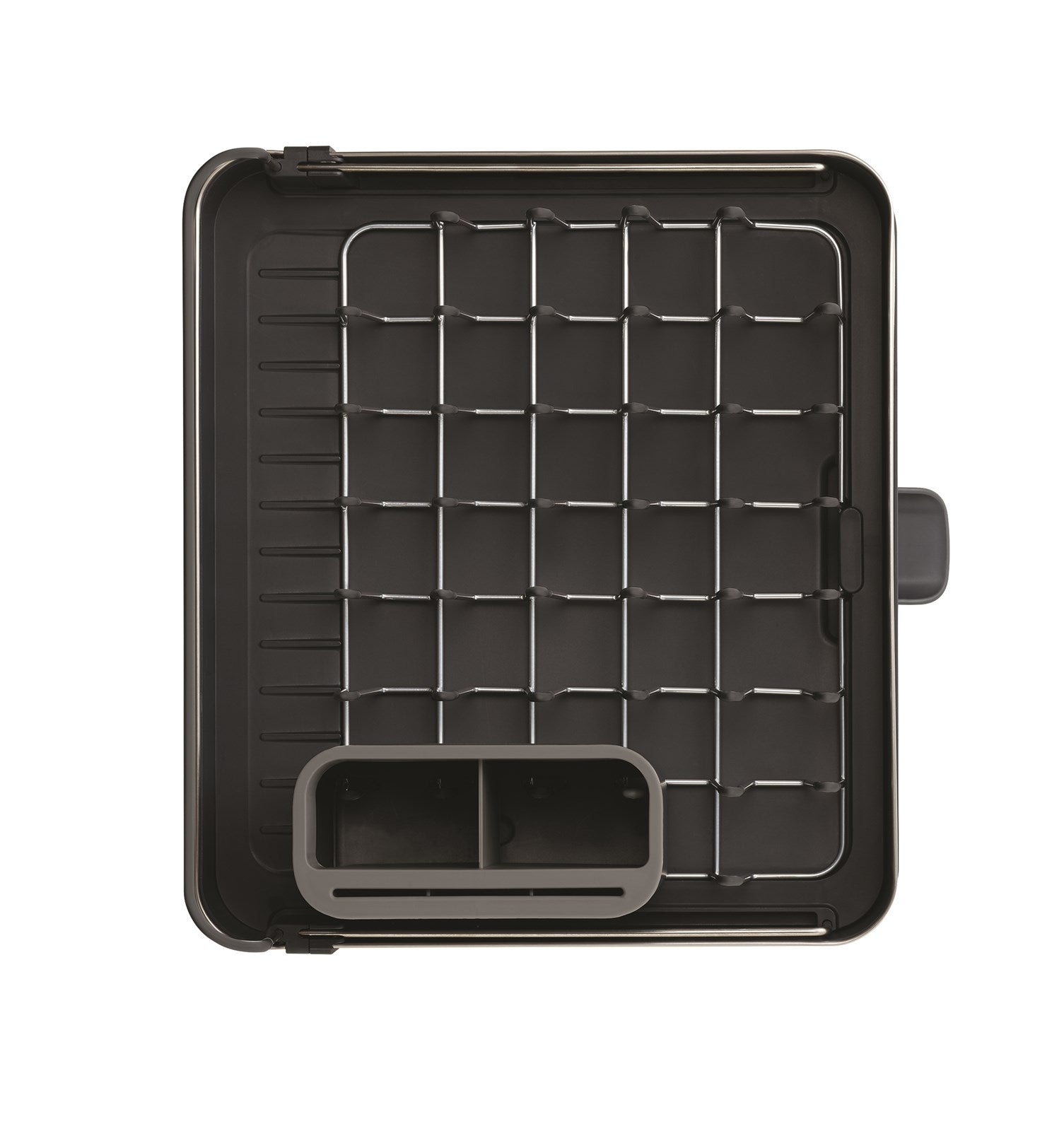 Praktisches Abtropfgestell von Joseph Joseph in elegantem Grau. Mit cleverem Ablaufstutzen und platzsparendem Design für jede Küche.