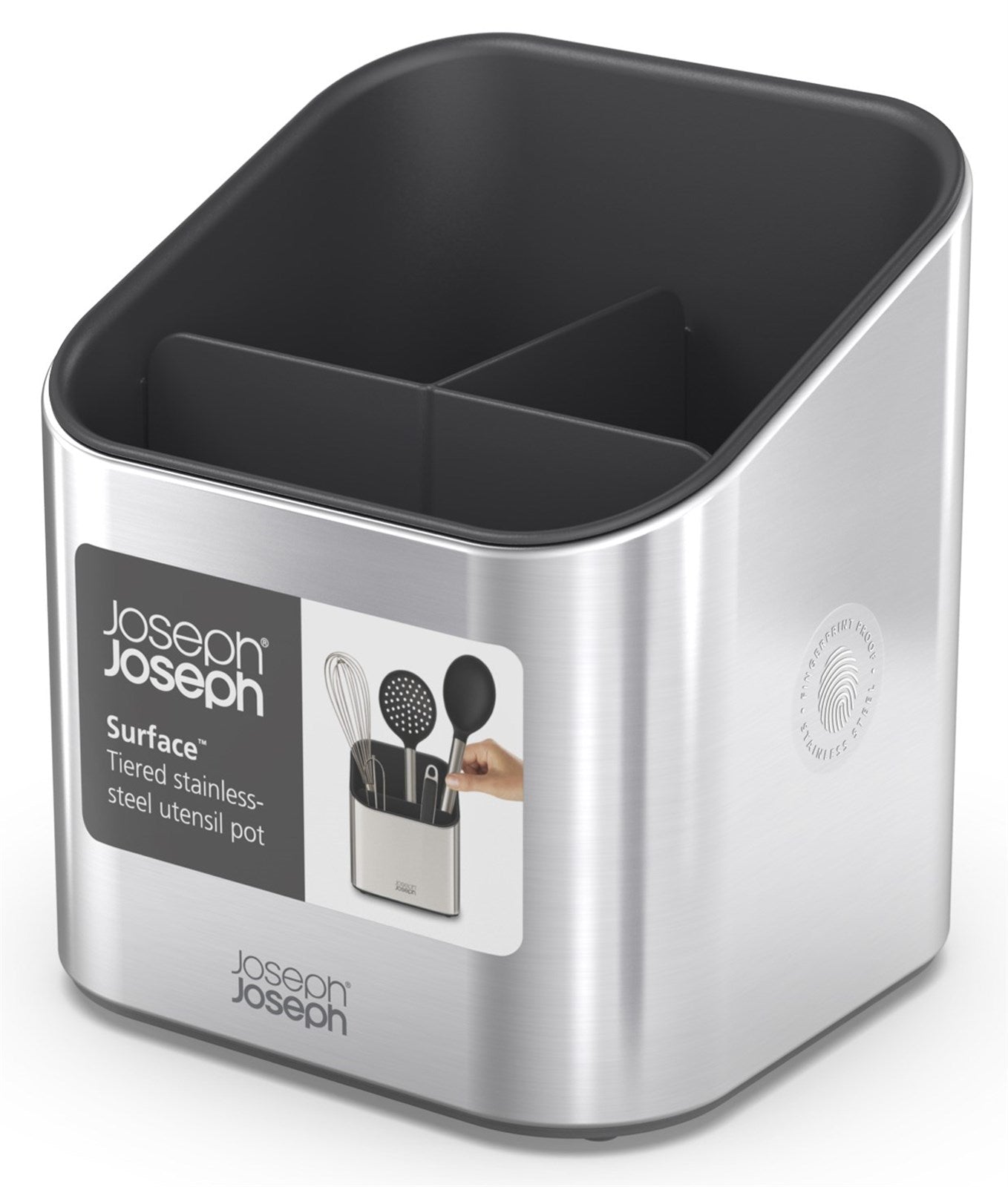 Eleganter Utensilienbehälter aus Edelstahl von Joseph Joseph: Modernes Design, praktische Aufbewahrungslösungen und einfache Pflege für Ihre Küche.