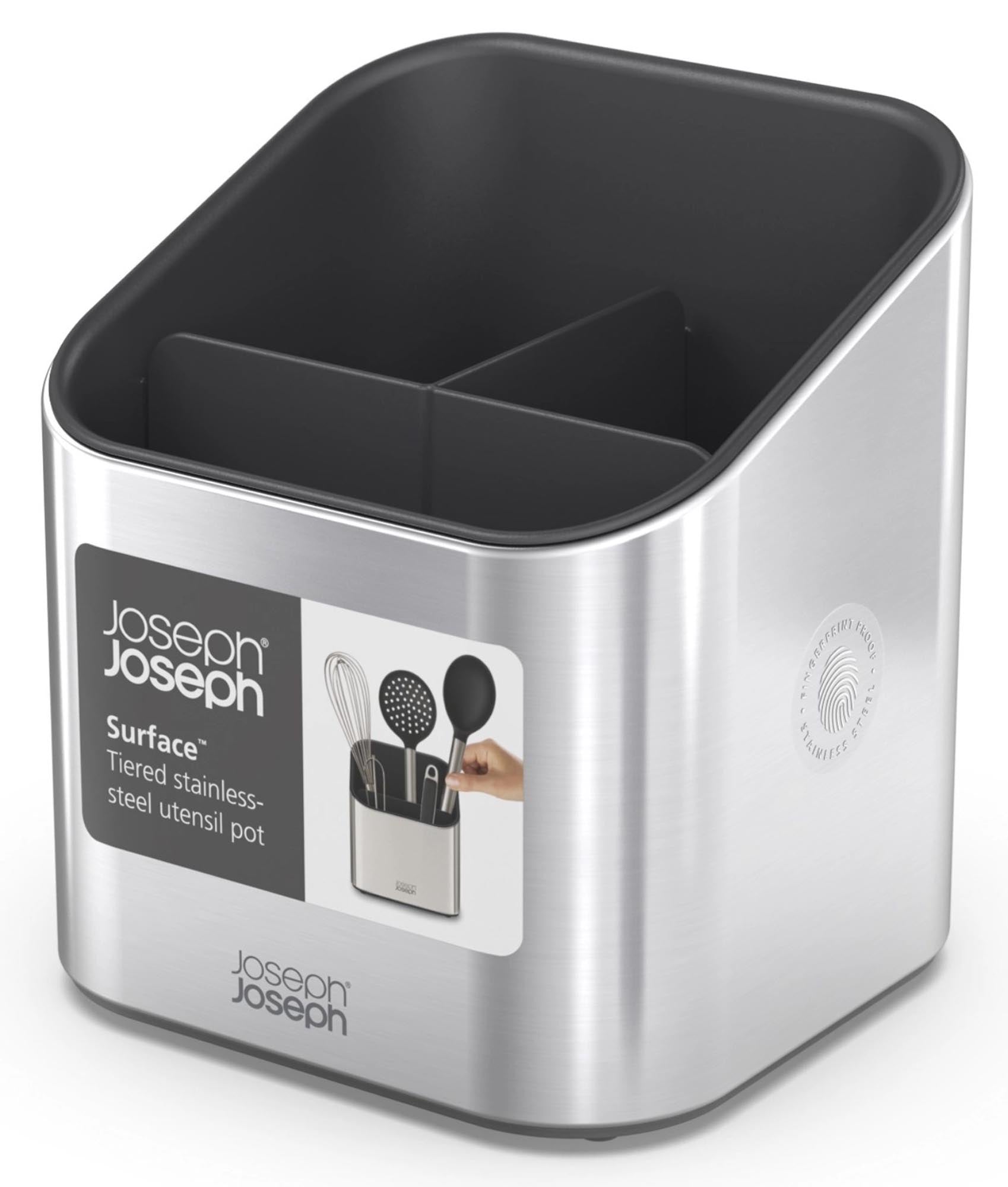 Stilvoller Edelstahl Utensilienbehälter von Joseph Joseph: Funktional, langlebig, korrosionsbeständig, ideal für Küchenutensilien.