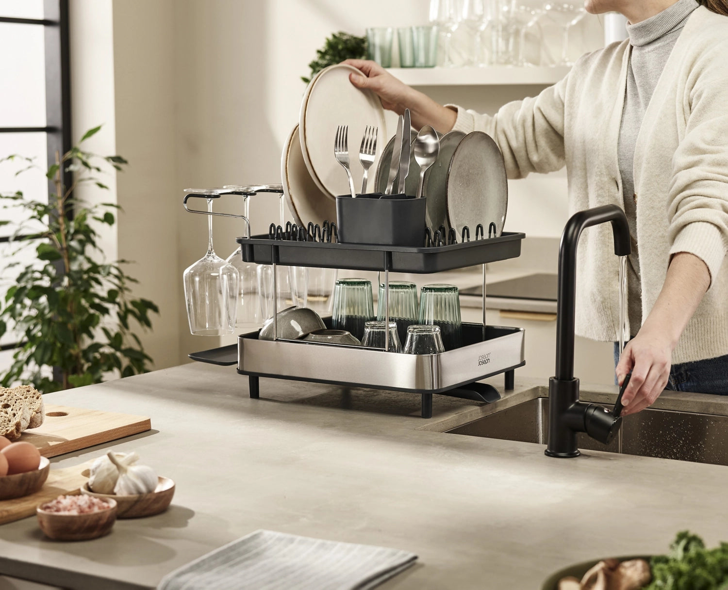 Excel Steel 2-stufiges Edelstahl-Abtropfgestell