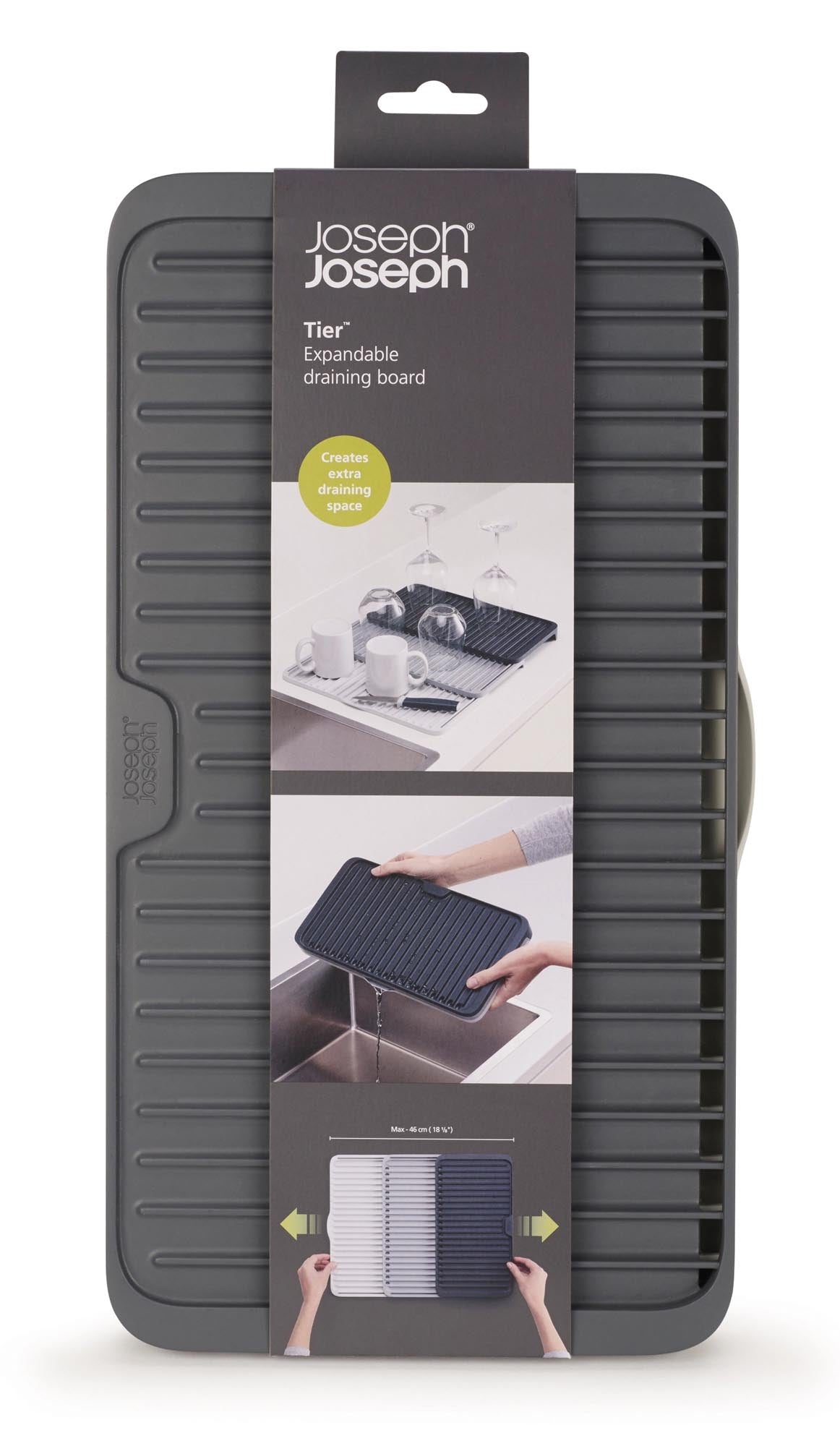 Flexibles, graues Abtropfgestell von Joseph Joseph für jede Küche.