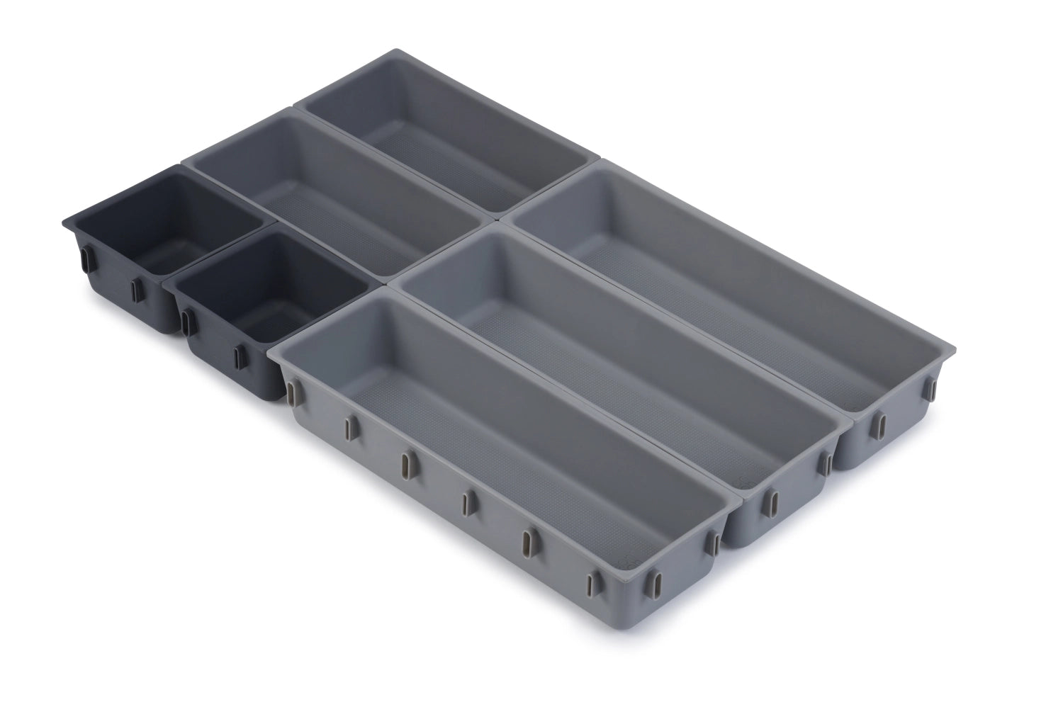 Praktisches 7-teiliges Schubladen-Organizer-Set von Joseph Joseph zur optimalen Sortierung von Besteck und Küchenutensilien in Schubladen.