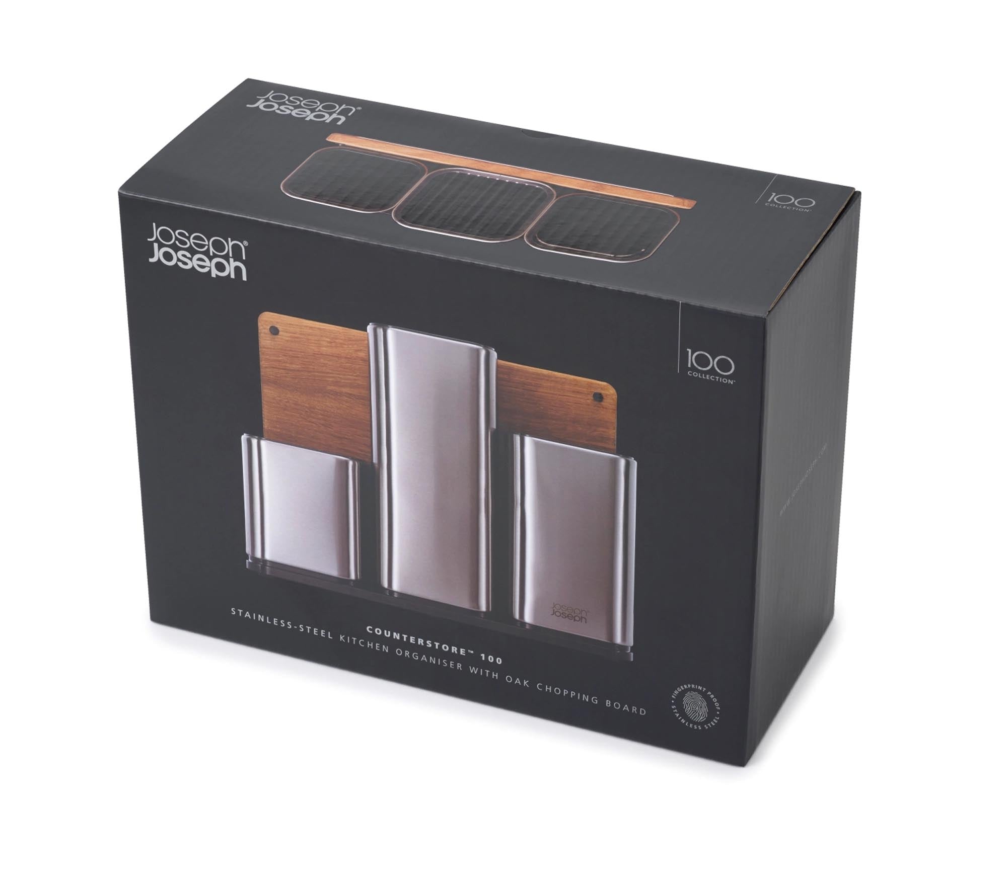 Stilvoller Küchen-Organizer mit abnehmbarem Schneidebrett von Joseph Joseph.