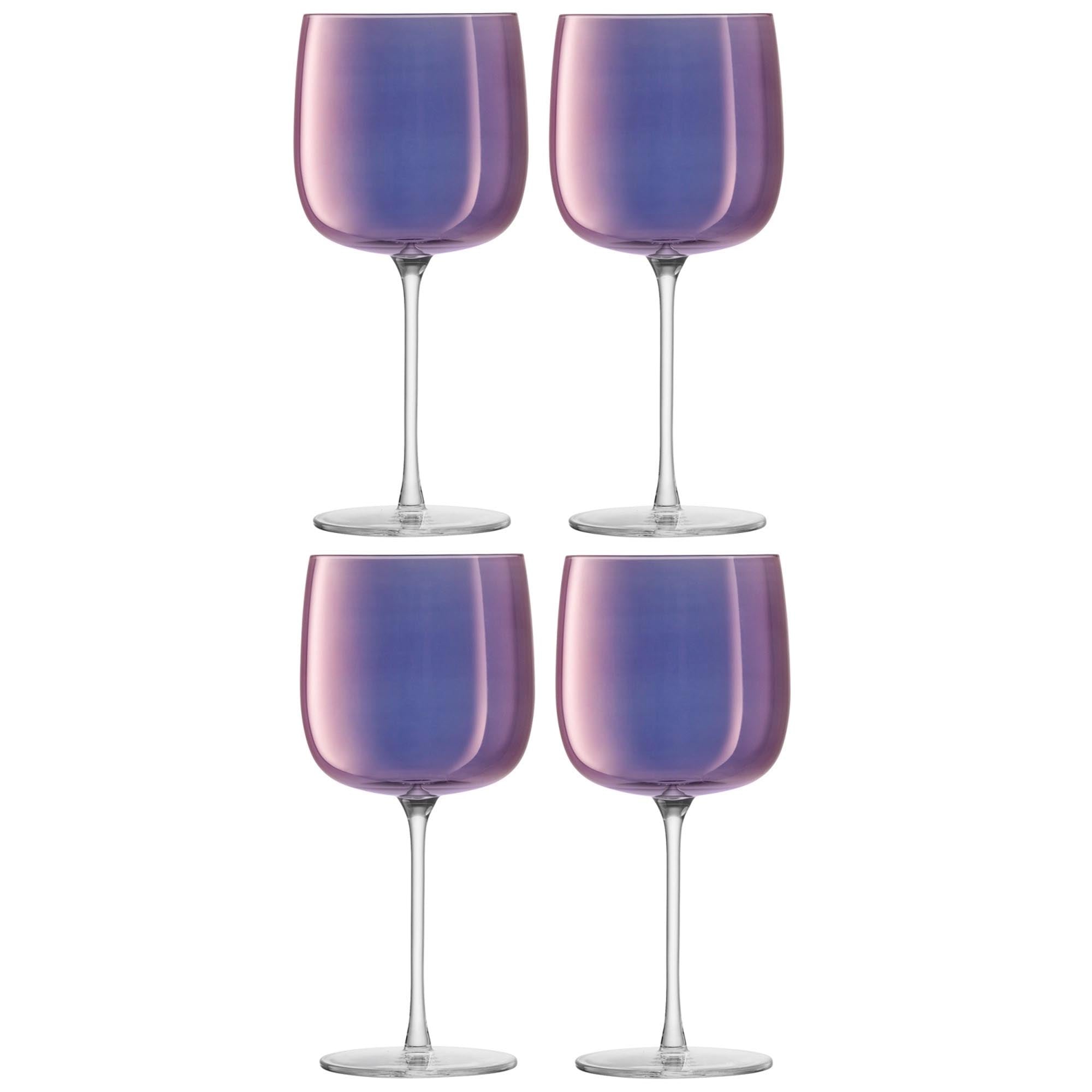 Elegantes 4er Set Aurora Weingläser 450ml von LSA in polar-violett, ideal für Rot- und Weissweine, spülmaschinenfest.