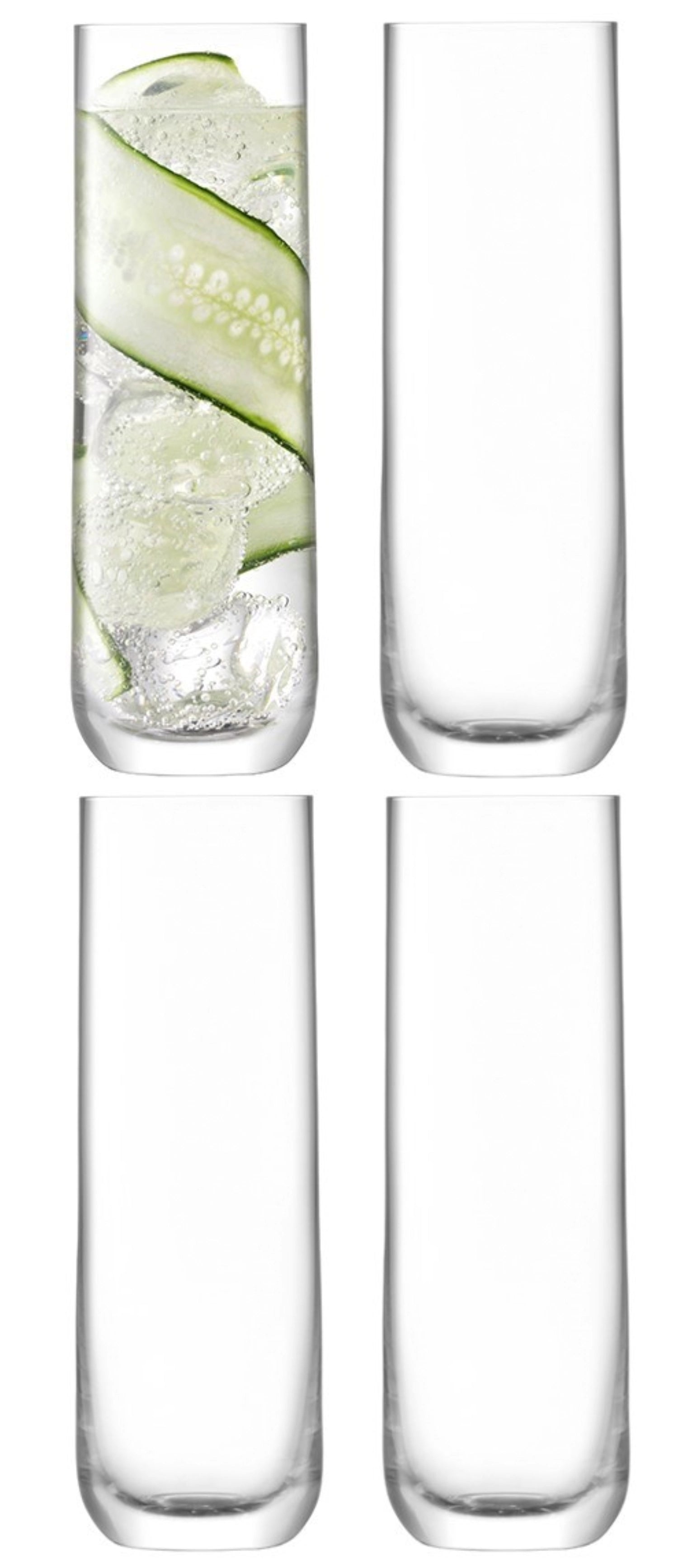 Elegantes 4er Set Borough Longdrinkgläser von LSA, 420ml, perfekt für Cocktails und gesellige Abende.