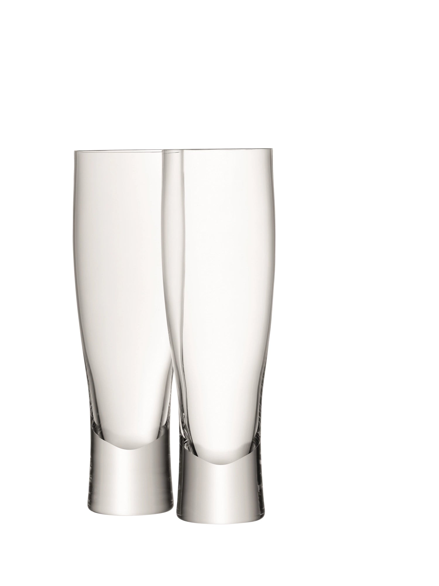 Zwei elegante Biergläser aus klarem Glas mit einem Fassungsvermögen von 550 ml, ideal für Bierliebhaber und stilvolle Anlässe.