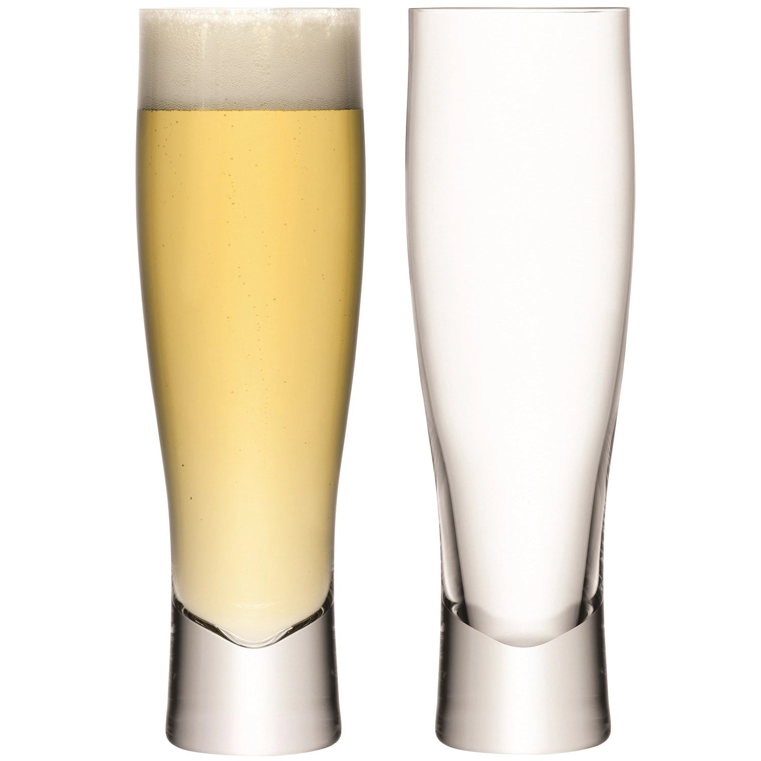 Zwei stilvolle, klare Biergläser mit 550 ml Fassungsvermögen, perfekt für gesellige Abende und besondere Anlässe.