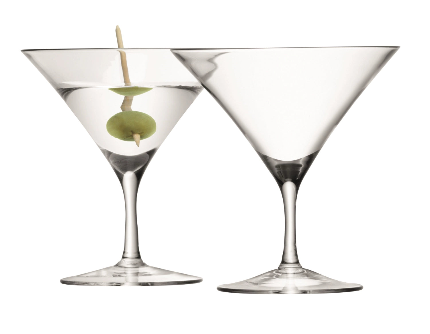 Elegantes 2er Set Martinigläser von LSA, 180 ml, aus klarem Glas, ideal für stilvolle Cocktails und festliche Anlässe.