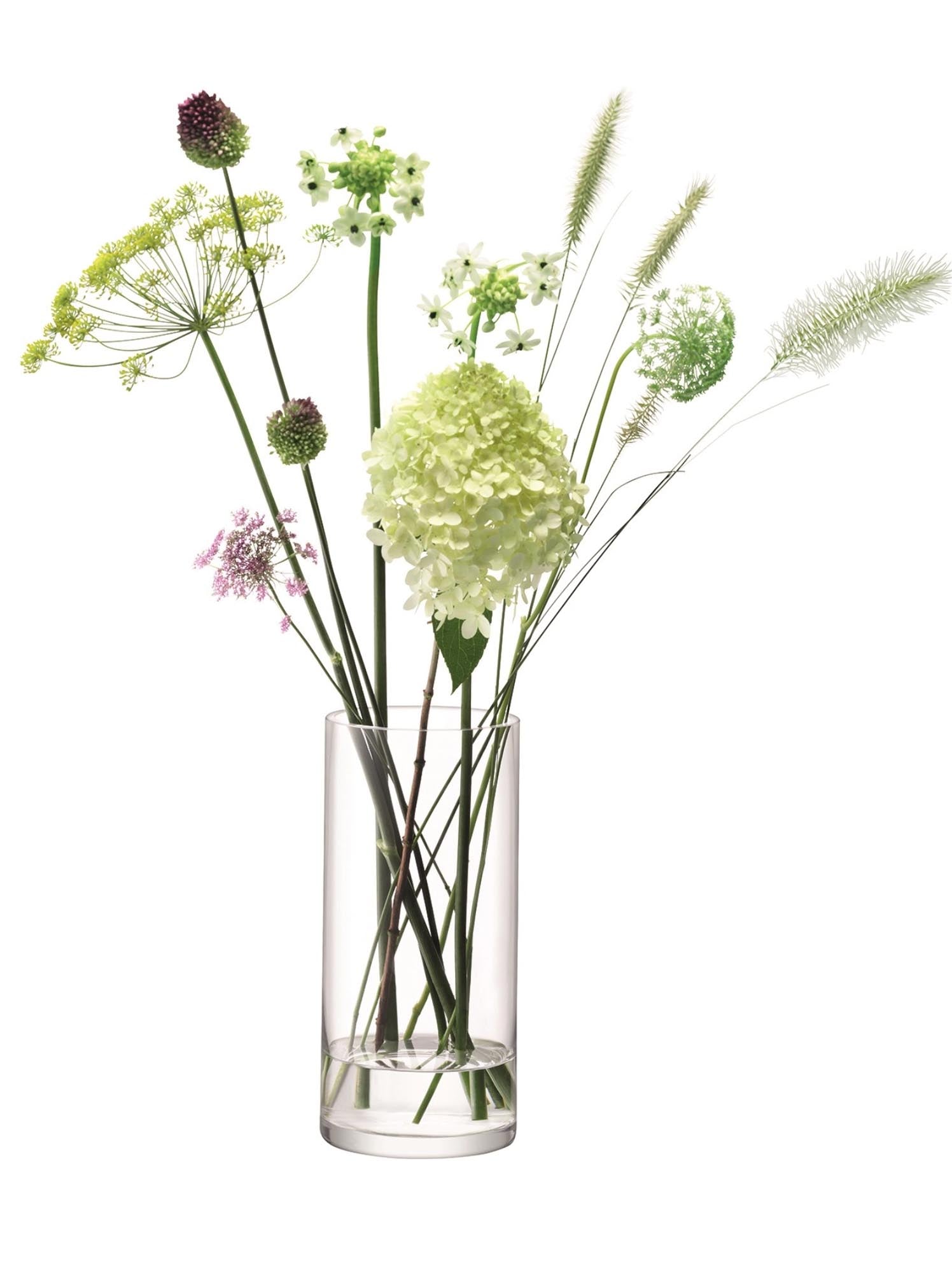 Elegante Column Vase von LSA International, 28 cm hoch, aus hochwertigem klarem Glas. Ideal für stilvolle Blumenarrangements und vielseitige Dekoration.