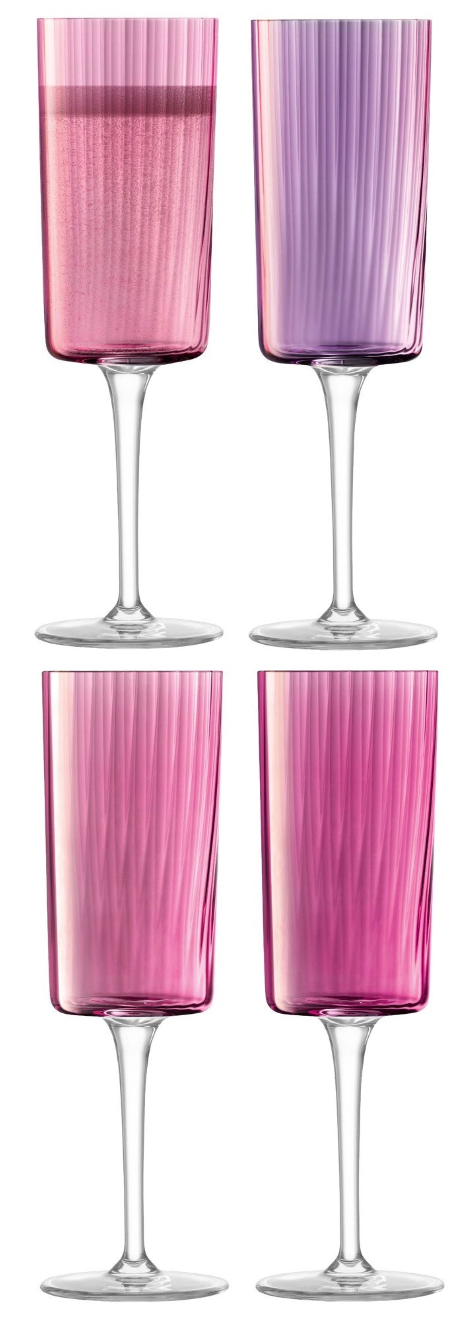 Stilvolles 4er Set Champagnerflöten von LSA in edlem Garnet, ideal für festliche Anlässe und exquisite Getränkeerlebnisse.
