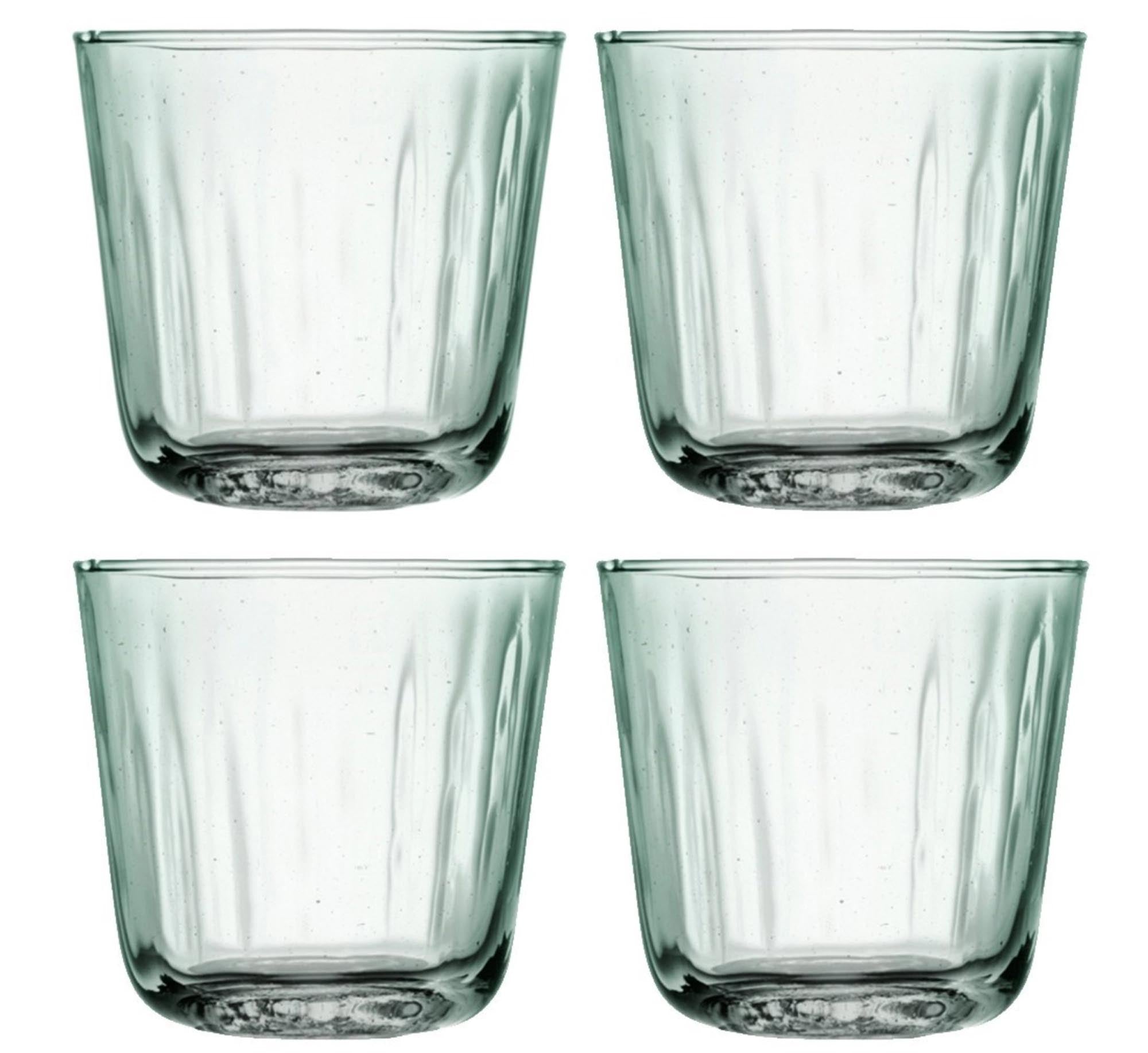 Stilvolles 4er Set Mia Becher (250ml) aus 100% recyceltem Glas. Einzigartige Optik, ideal für heisse und kalte Getränke.