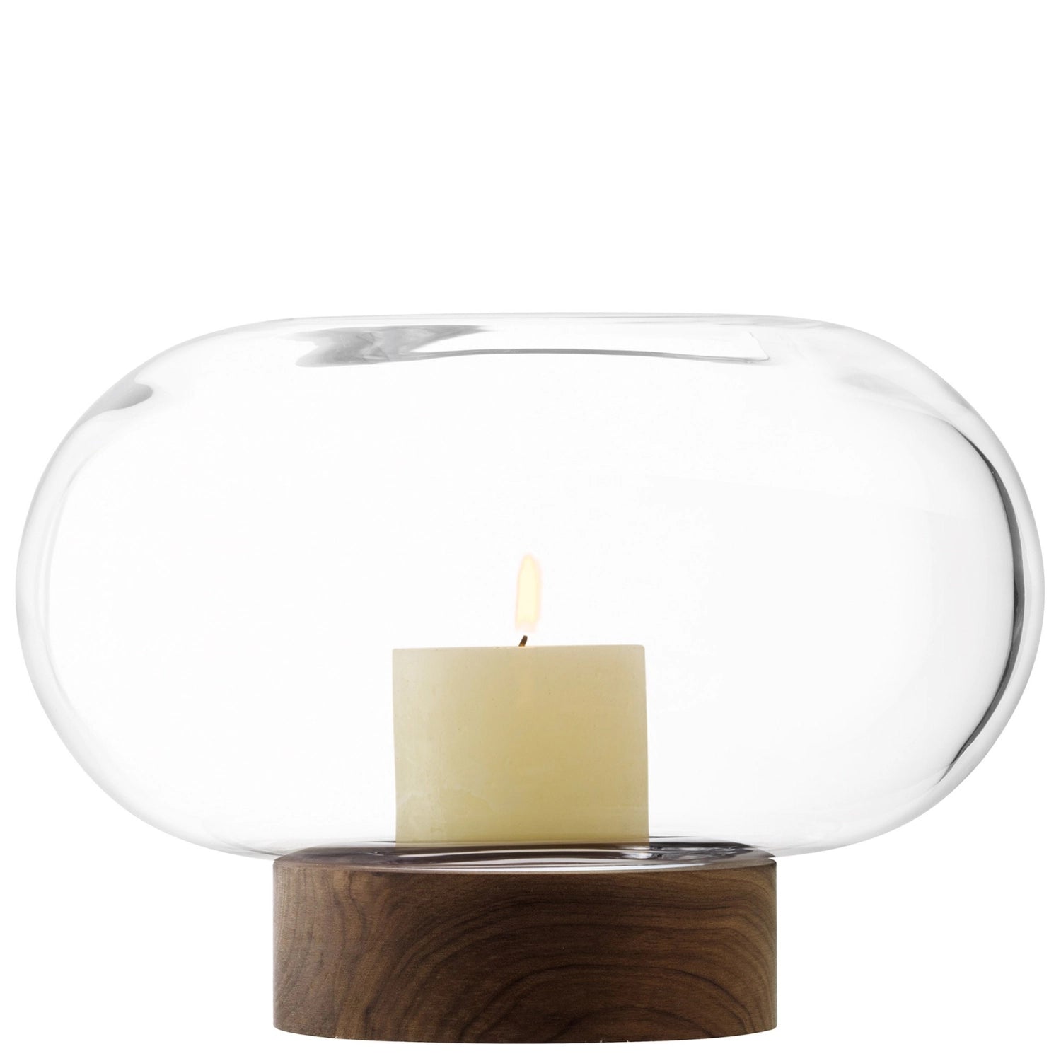 Oblate Vase Laterne Ø28cm, H19.5cm - klar walnuss