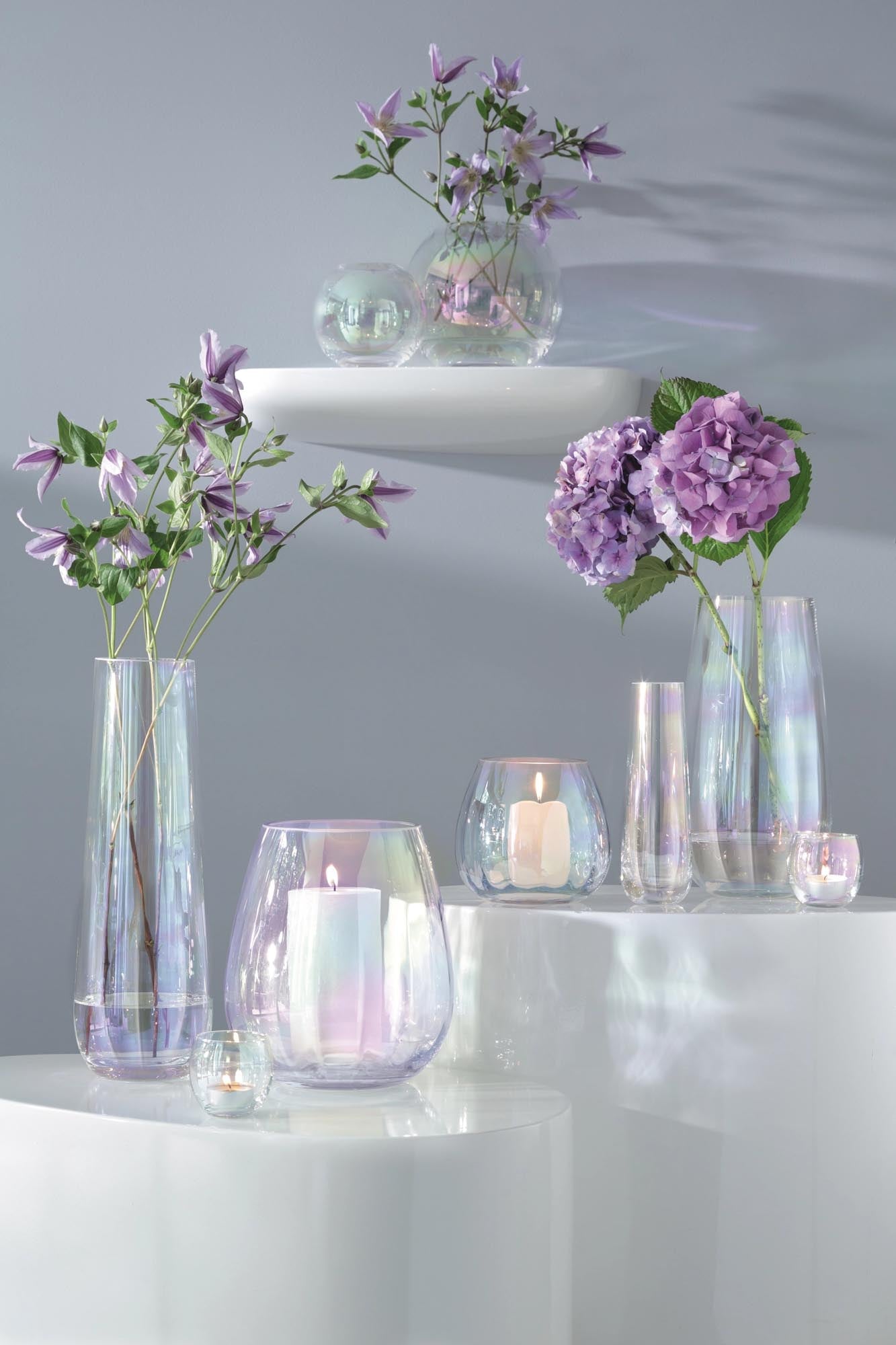 Elegante LSA Vase, 28cm, mit schimmernder Perlmutt-Oberfläche für zeitlose Dekoration.