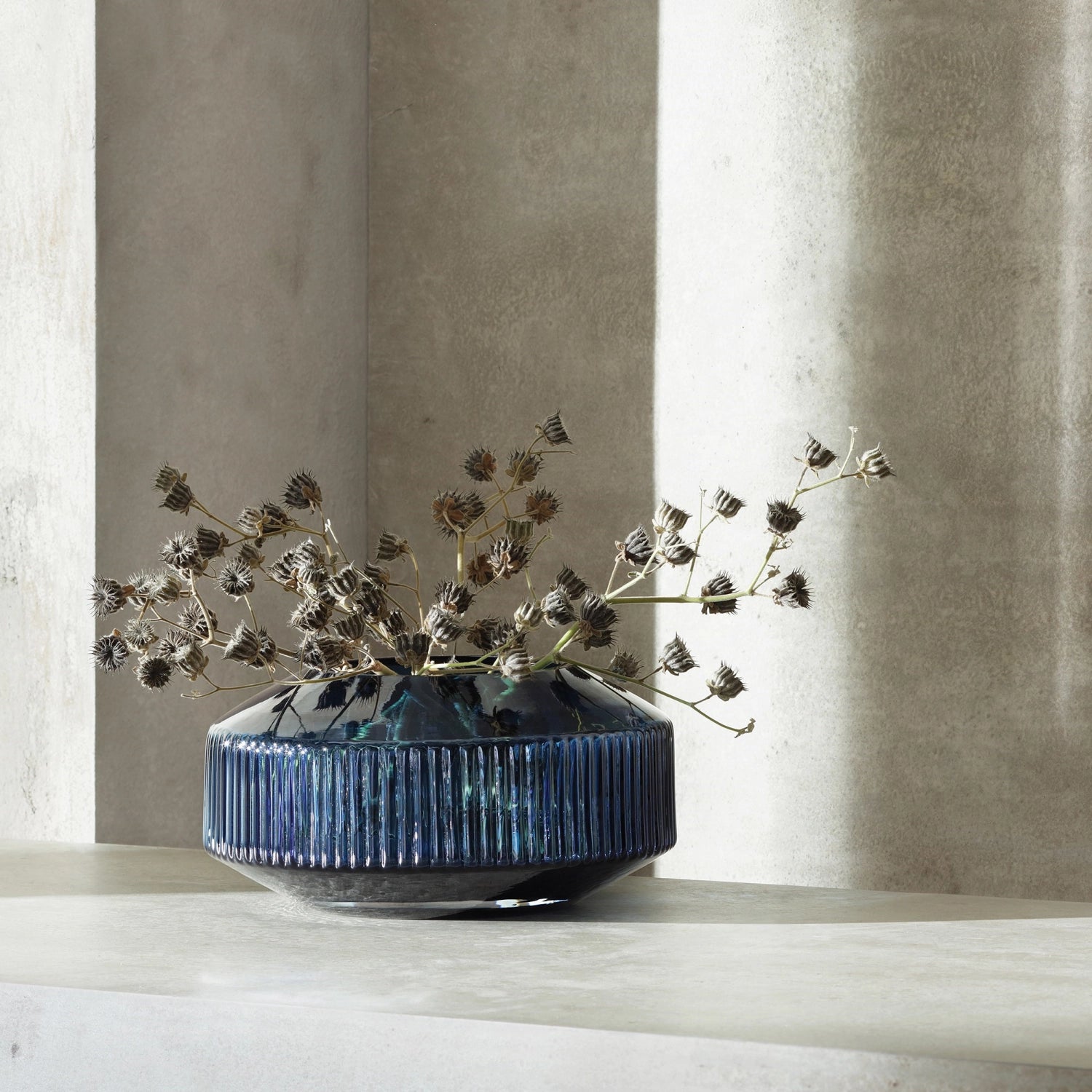 Vaso largo rotonda H14cm zaffiro blu