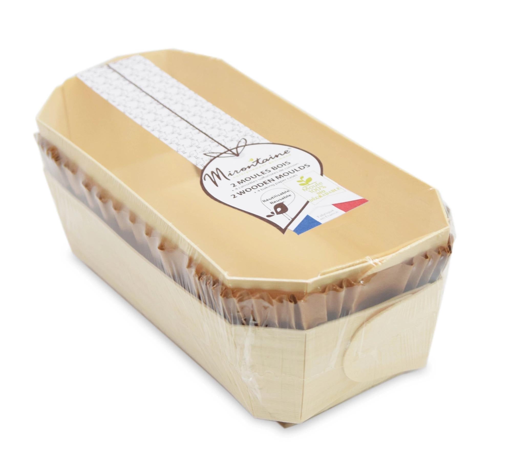 2er Set Cakebackformen 24x11cm aus Buchenholz inkl. 4 Backpapiere. Ideal für Kuchen & Brote. Robust & langlebig.