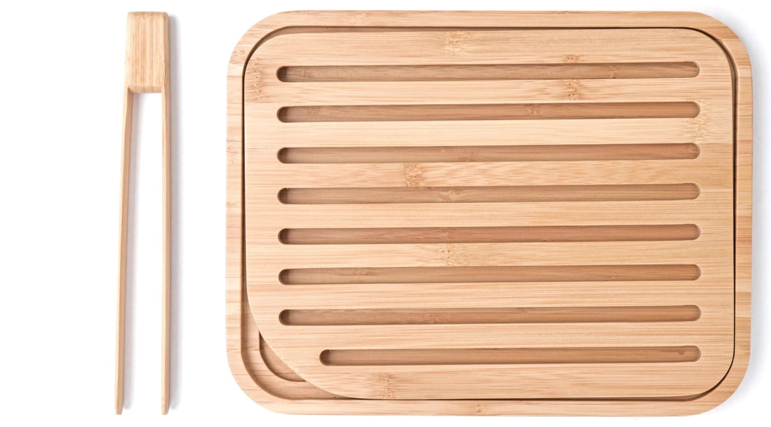 Pebbly Brotbrett mit Toastzange, 26x20cm