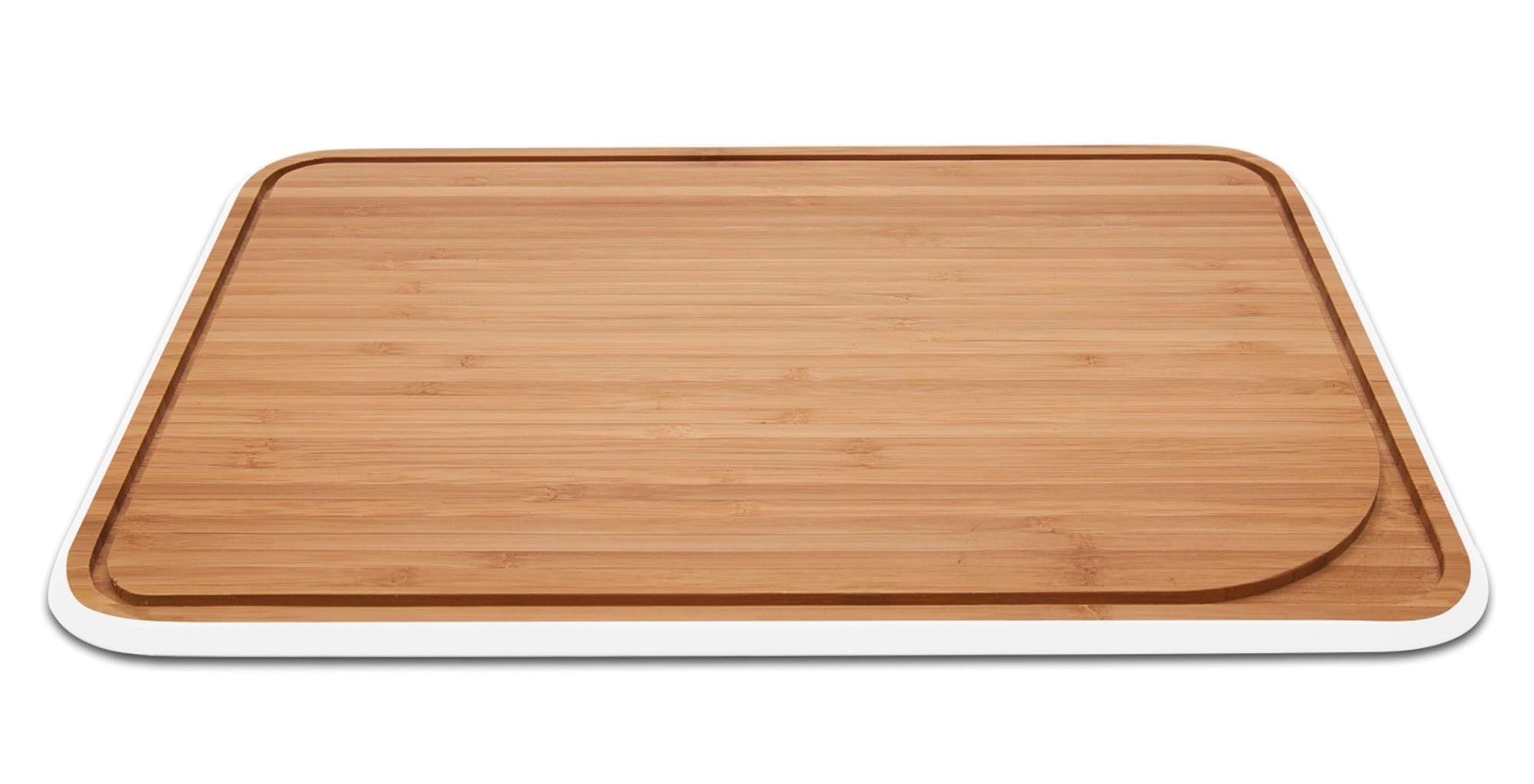 Elegantes, weisses Bambus-Schneidebrett (25x35 cm) von Pebbly: robust, nachhaltig, messerschonend und pflegeleicht. Ideal für jede Küche.
