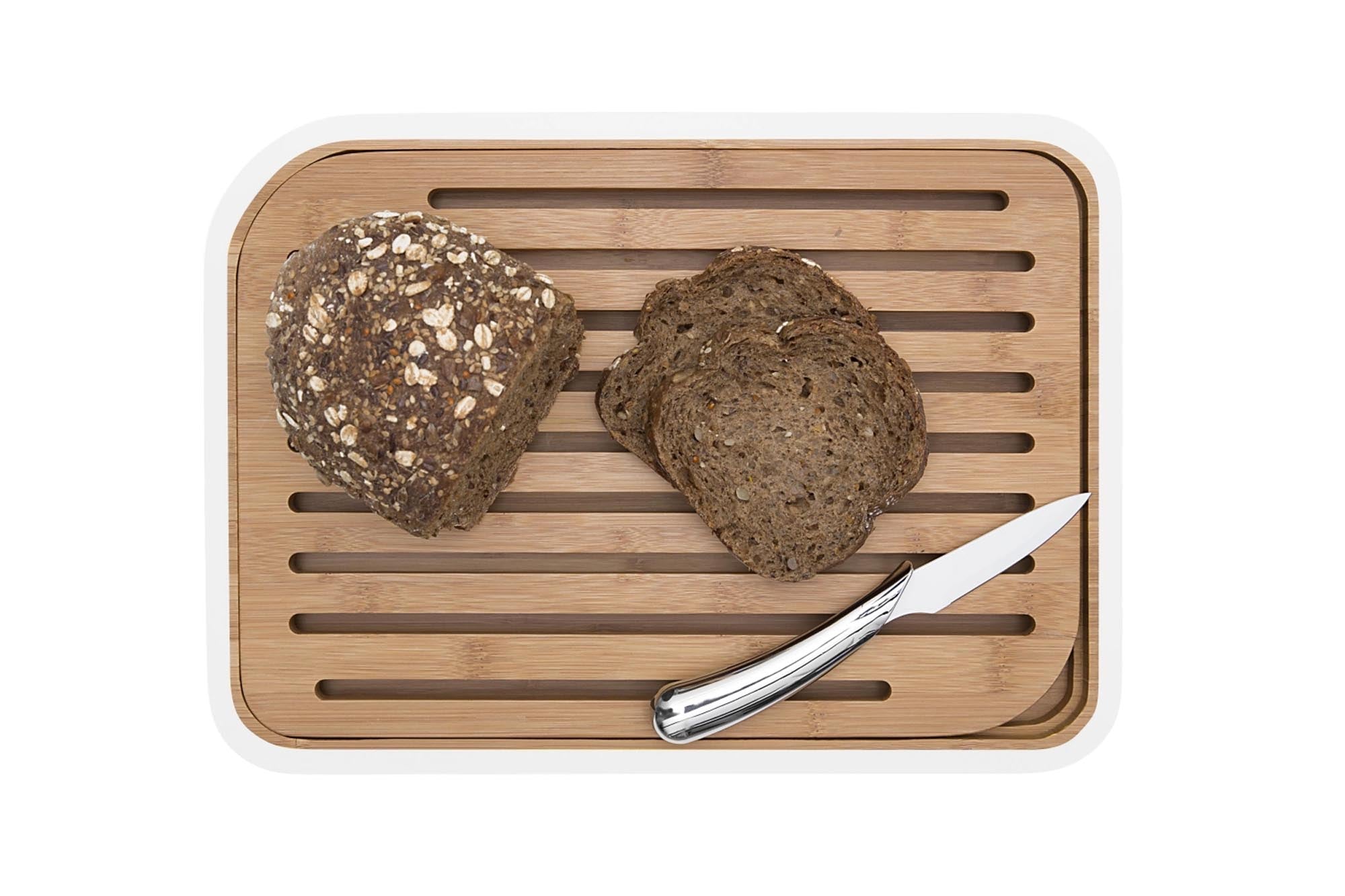 Erleben Sie das elegante Pebbly Brotschneidebrett in Weiss (25x35 cm) – ideal für stilvolles Kochen und müheloses Schneiden in Ihrer Küche.