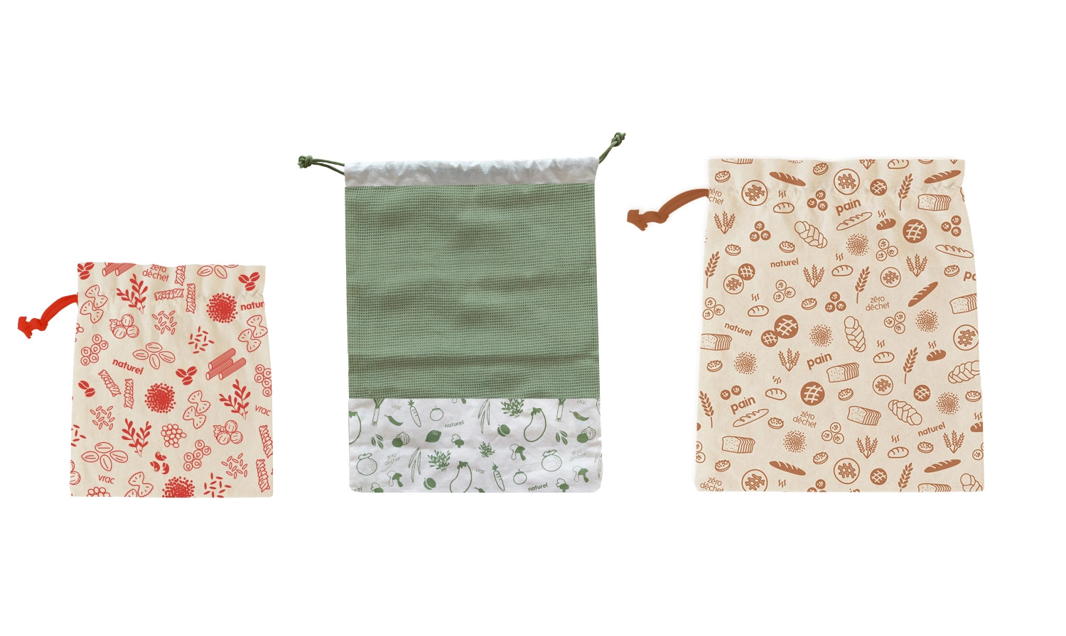 3 set borse in tessuto, 25x30cm, 30x40cm, 40x34cm