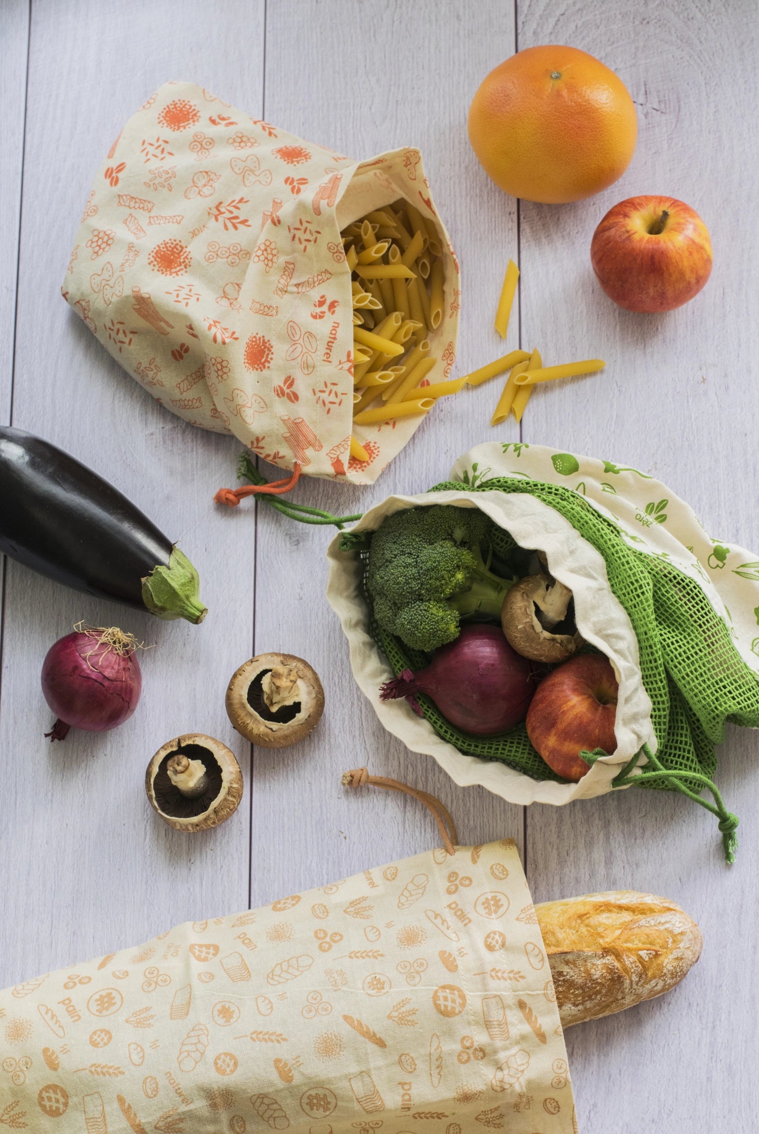 3 set borse in tessuto, 25x30cm, 30x40cm, 40x34cm