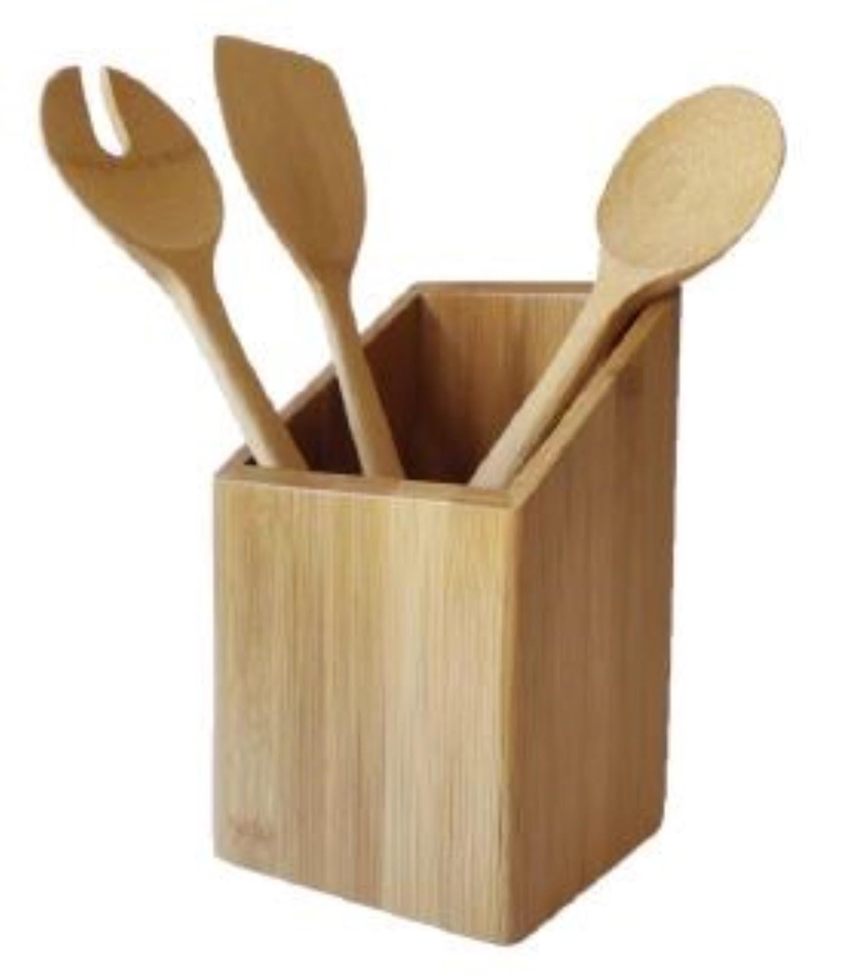 Eleganter Pebbly Besteckkorb aus robustem Bambus, 11x11x18cm. Praktische Aufbewahrung für Gabeln, Messer und Löffel. Stilvoll und langlebig.