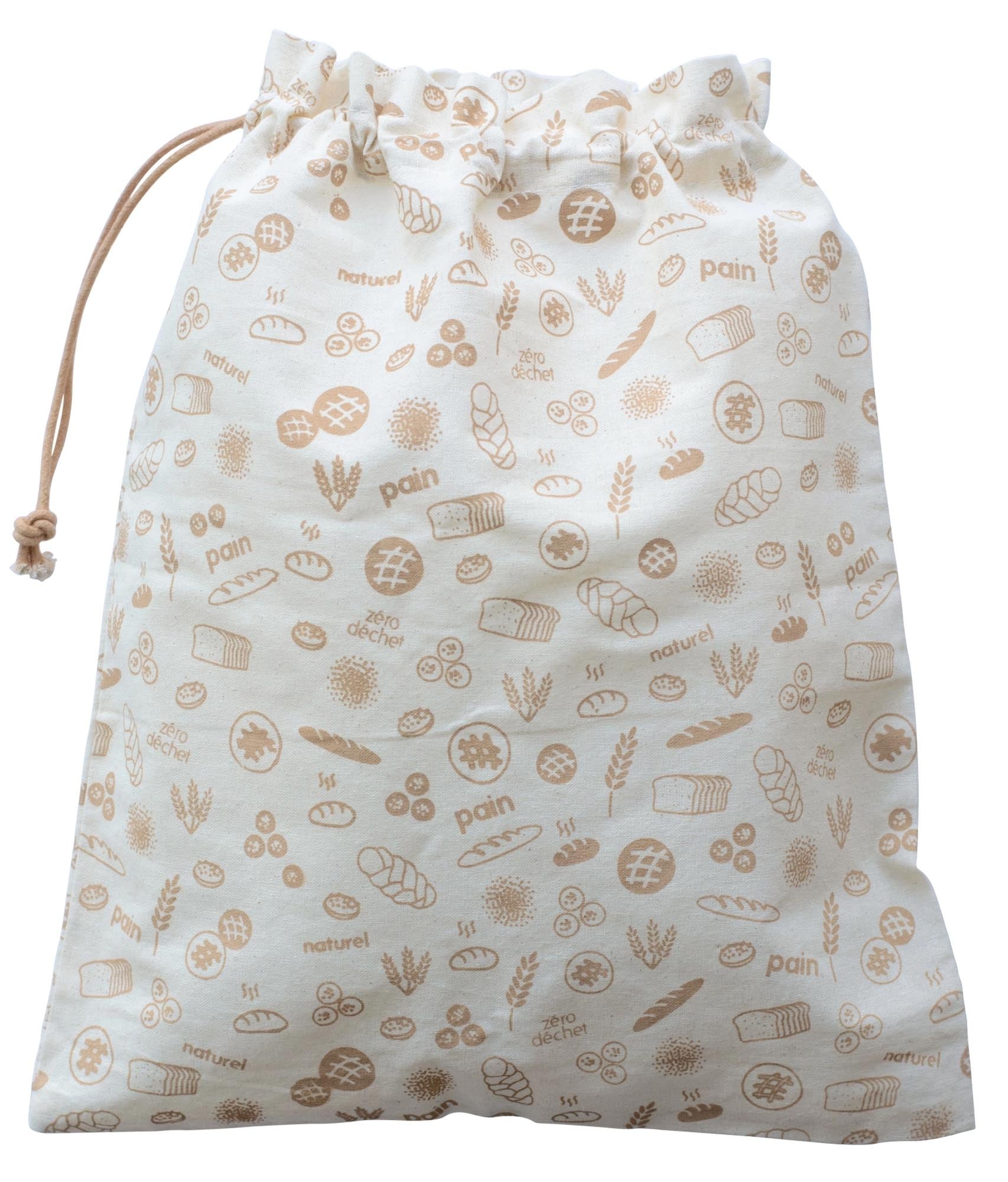 XL-Brotbeutel aus brauner Baumwolle (50x45cm) von Pebbly, perfekt für die frische Aufbewahrung von Brot und Gebäck.