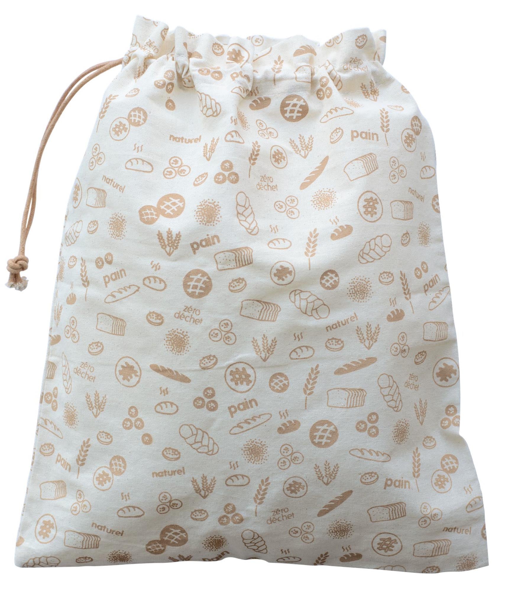 Praktischer XL-Brotbeutel aus brauner Baumwolle (50x45cm) von Pebbly, ideal zur Aufbewahrung von Brot und Backwaren.