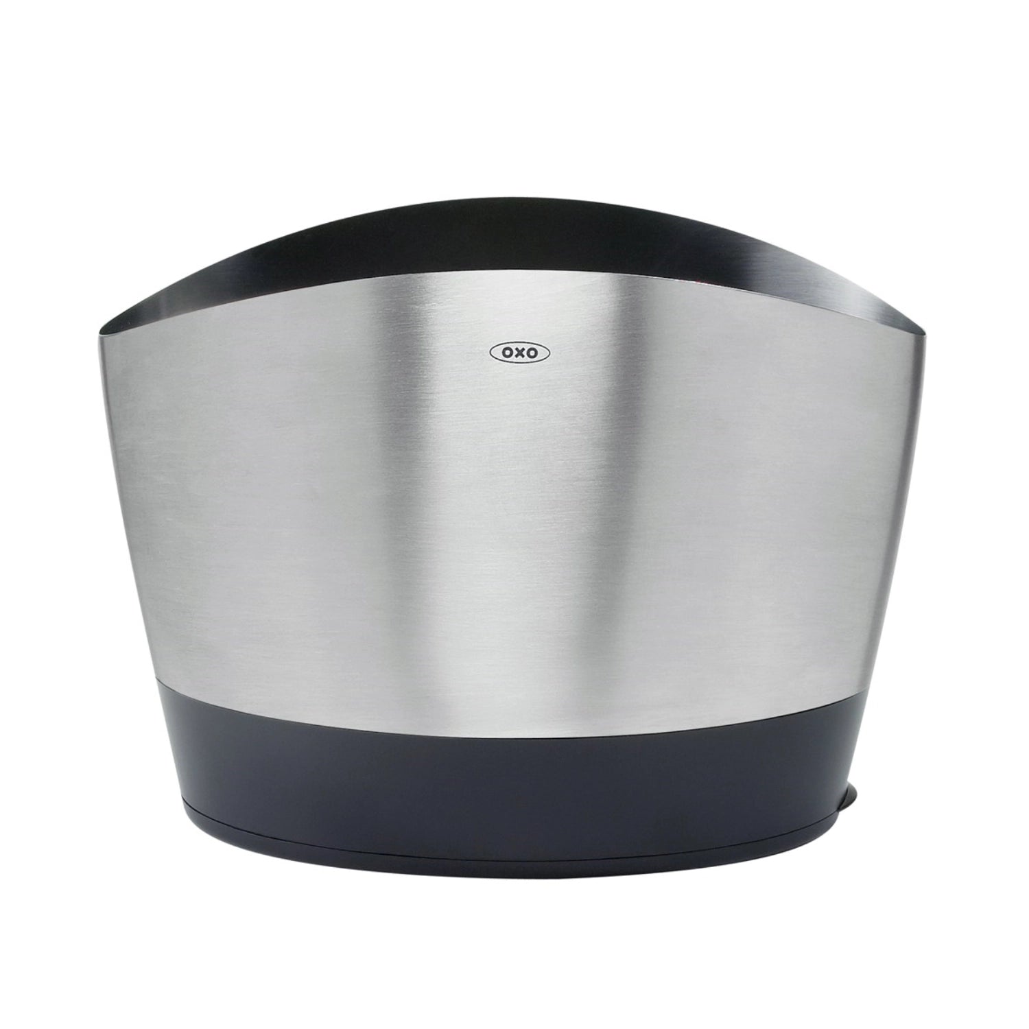 Eleganter Utensilienhalter aus Edelstahl von OXO, perfekt für die Aufbewahrung von Kochlöffeln und Küchenwerkzeugen, sorgt für Ordnung und Stil in Ihrer Küche.
