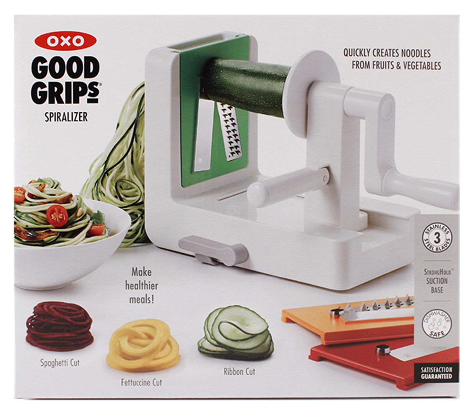 Der OXO Spiralizer schneidet Gemüse in Spiralen, Streifen und Scheiben. Kompakt, BPA-frei, langlebig und ideal für gesunde Gerichte.