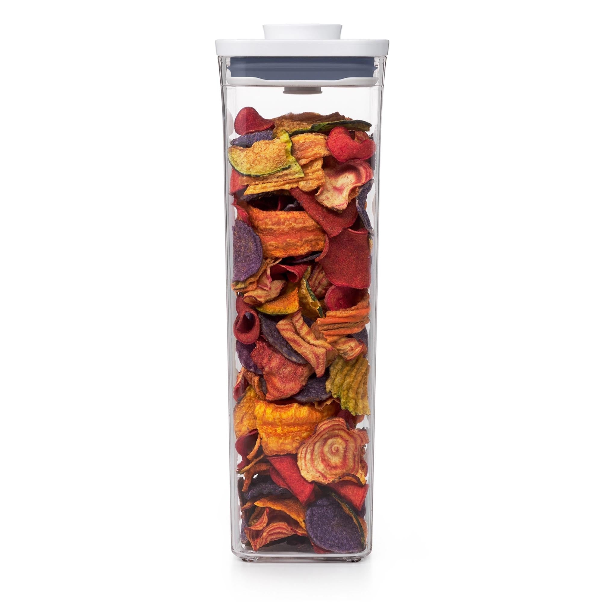 Praktischer OXO POP 2.0 Behälter, 2.1 l, hoch und quadratisch. Ideal für frische Lebensmittel und platzsparende Aufbewahrung in der Küche.