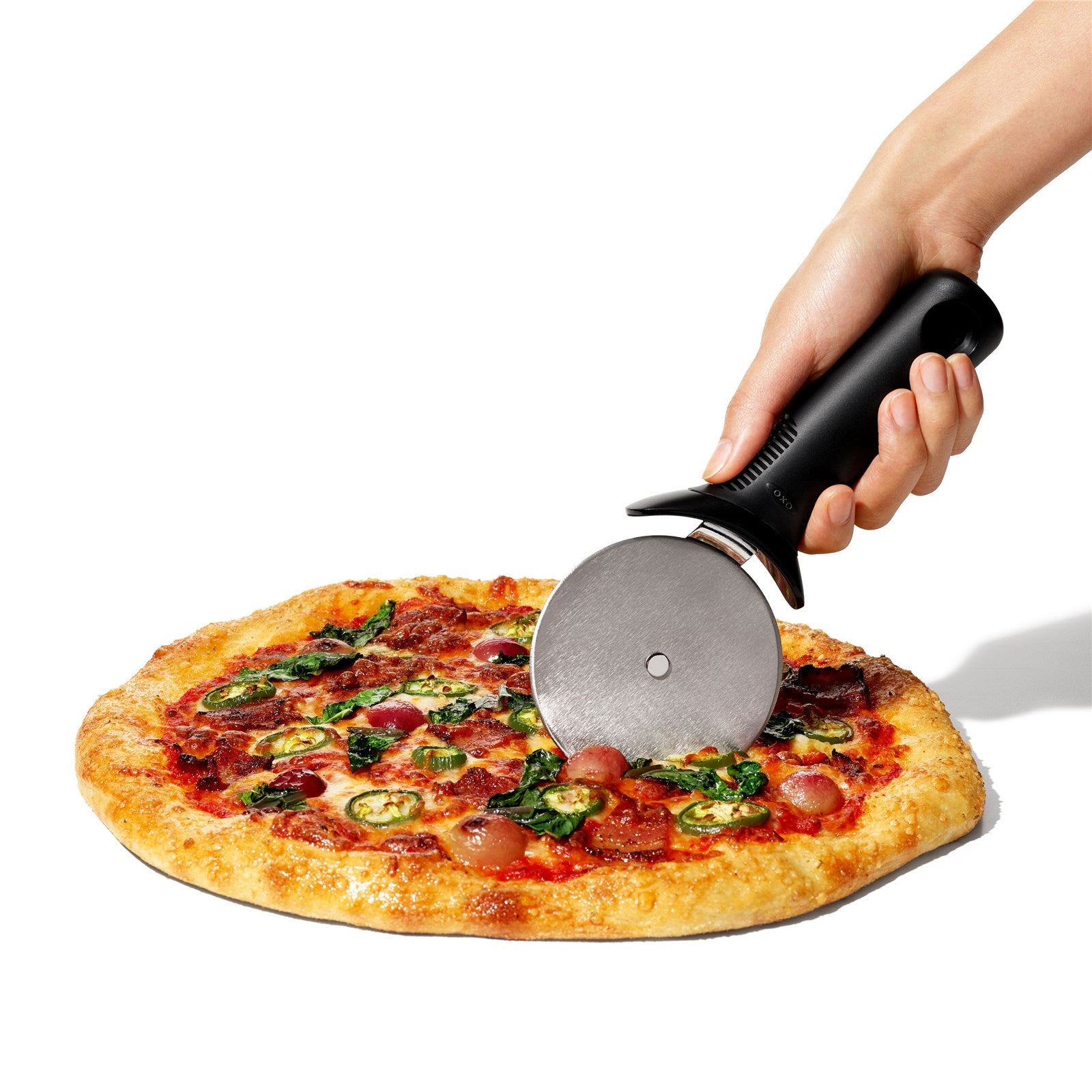 Entdecken Sie das OXO GG Pizzarad (10 cm) für müheloses Schneiden von Pizza und Teig. Ergonomisch, langlebig und spülmaschinenfest!