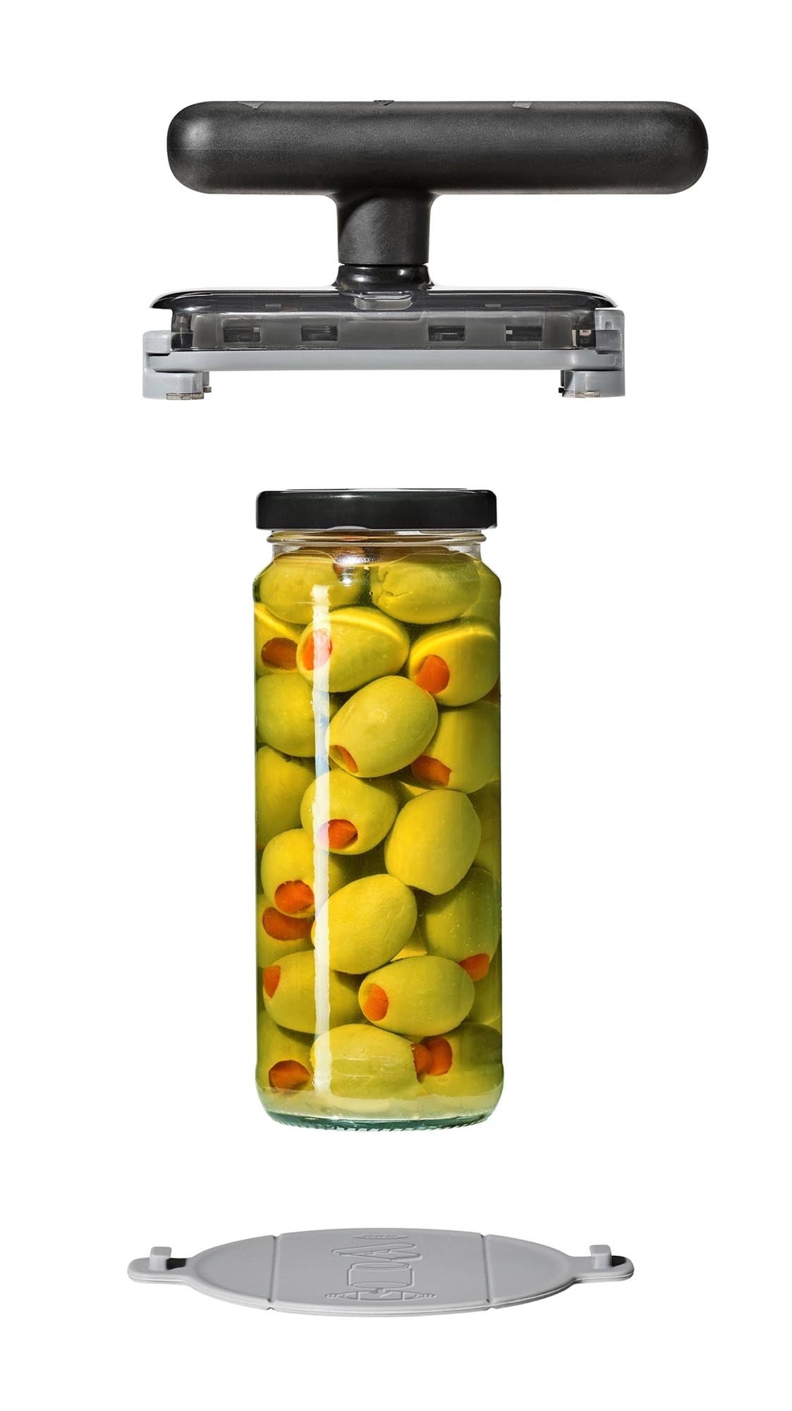 OXO Good Grips Glasöffner: Ergonomisches Design mit rutschfester Unterlage für einfaches und sicheres Öffnen von Gläsern.