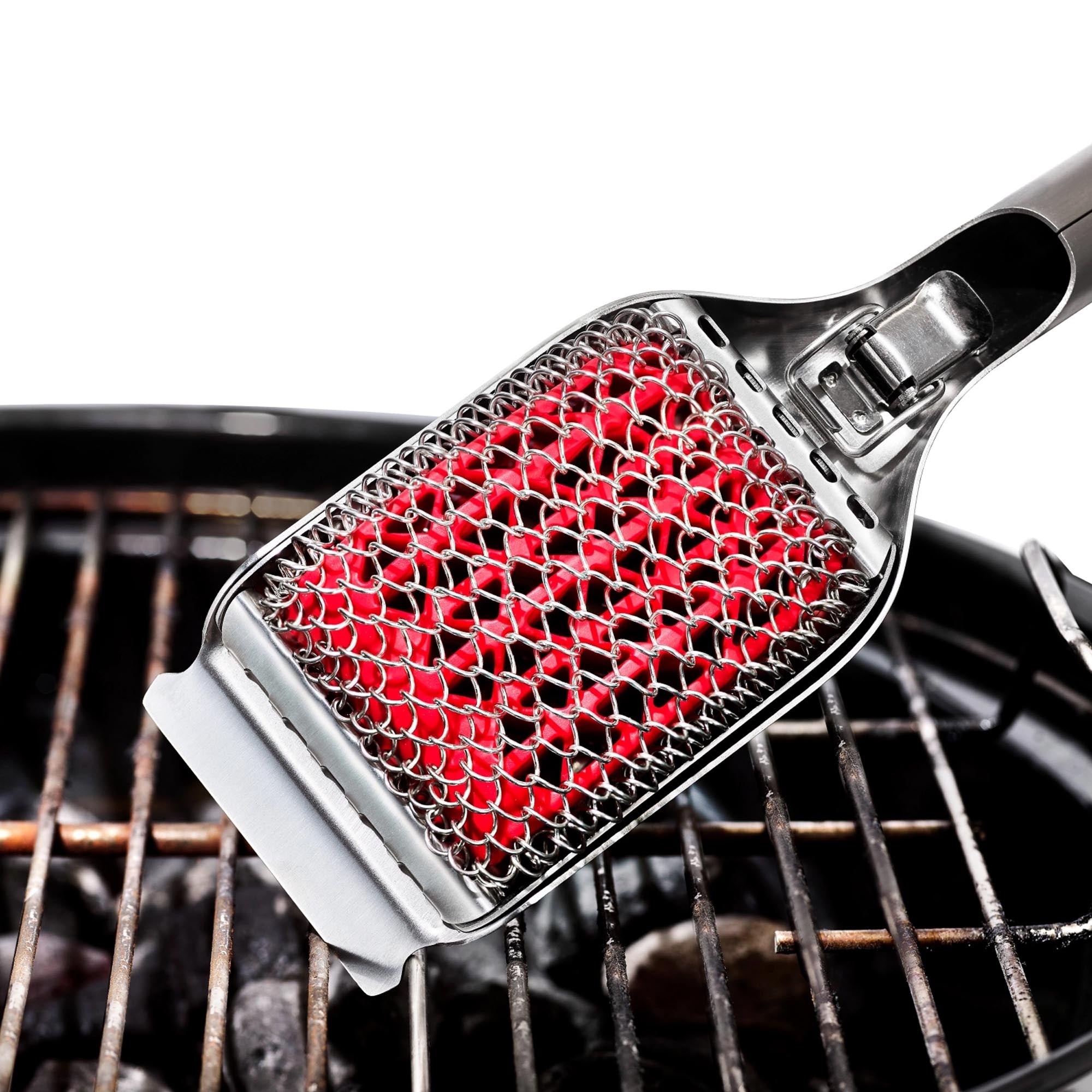 OXO Grillbürste 51.3x7.8cm: Hochwertige Edelstahlkonstruktion und komfortabler Silikongriff für effektive und gründliche Grillreinigung.
