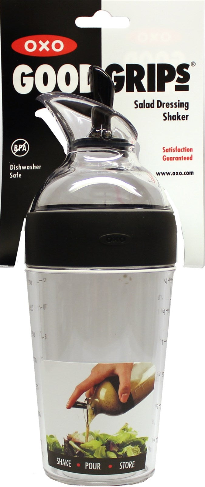 Der OXO Salatdressing Shaker 350ml in elegantem Schwarz ermöglicht präzises Dosieren von Dressings. Langlebig, BPA-frei und spülmaschinenfest – ein Must-Have für jede Küche!