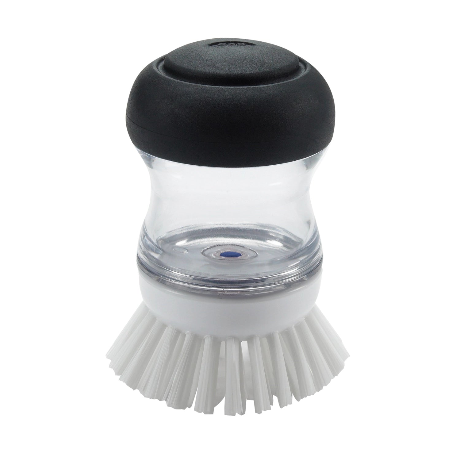 Praktisches Handbürstenset von OXO mit integriertem Seifenspender, ideal für die einfache und gründliche Reinigung in der Küche.